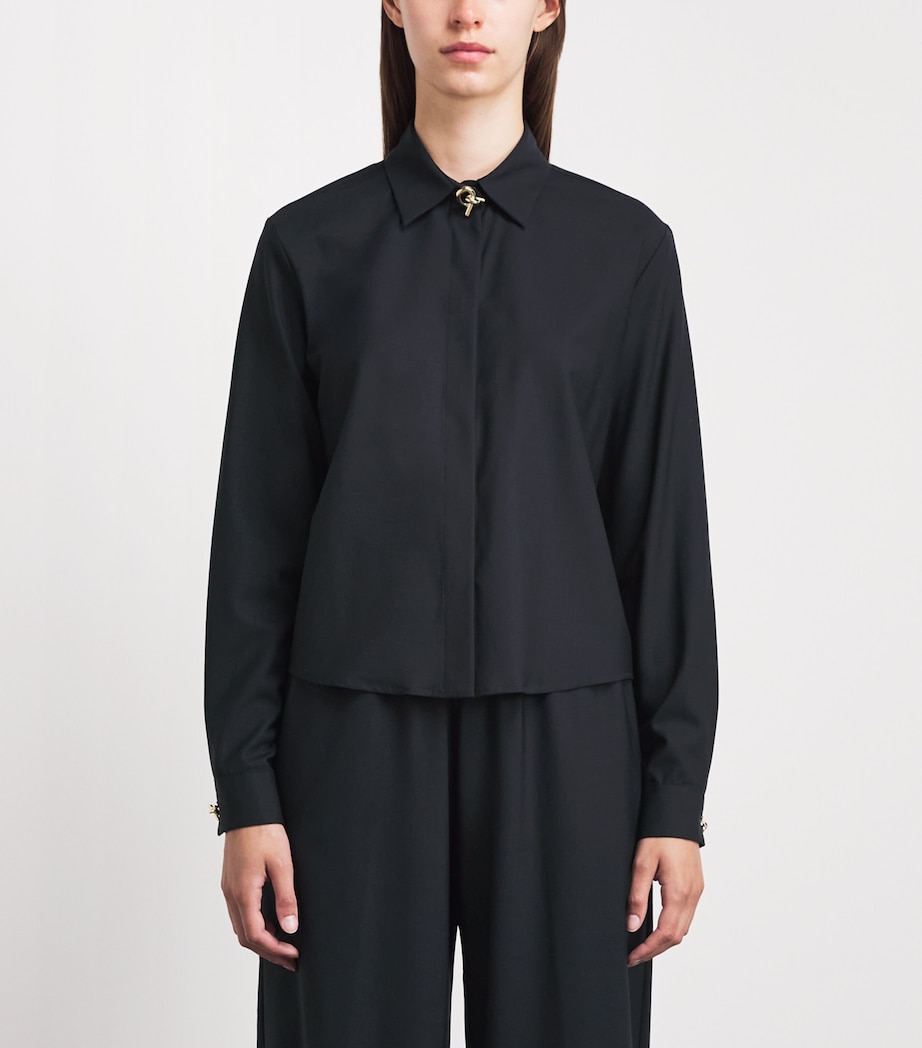 Fabiana Filippi Womens Merino-Blend Shirt Blu Notte Image 4