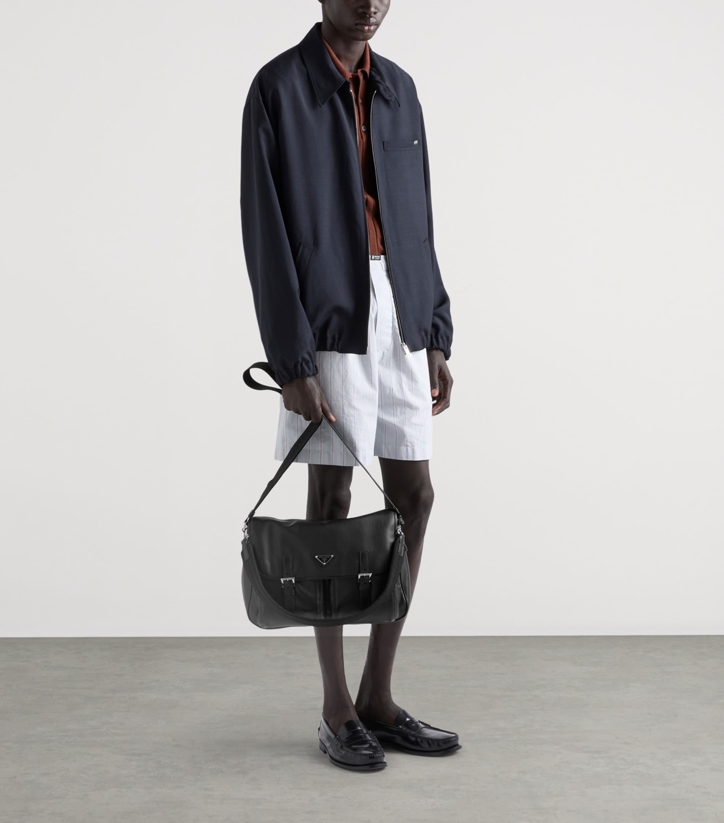 Prada Leather Shoulder Bag Black Image 2