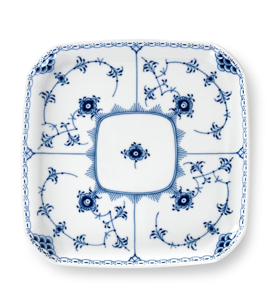 Blue Fluted Half Lace Square Plate (21cm) BLUE Image 1