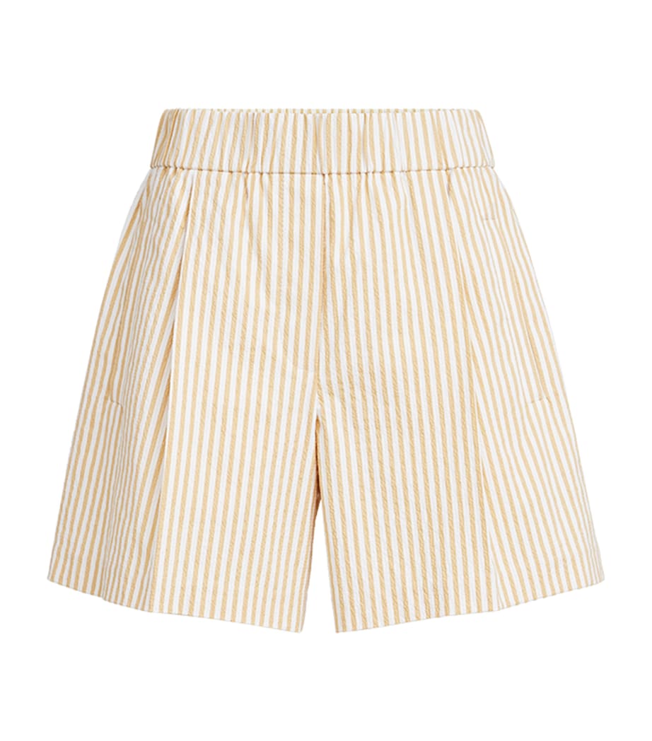Brunello Cucinelli Womens Techno-Cotton Seersucker Stripe Shorts Image 1