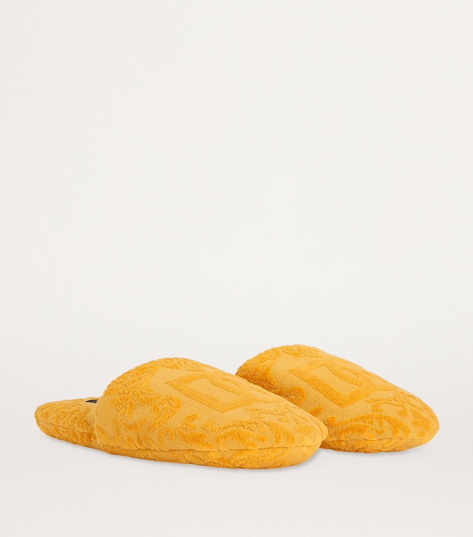 Dolce&Gabbana Casa Terry Cotton DG Slippers Oro Image 2
