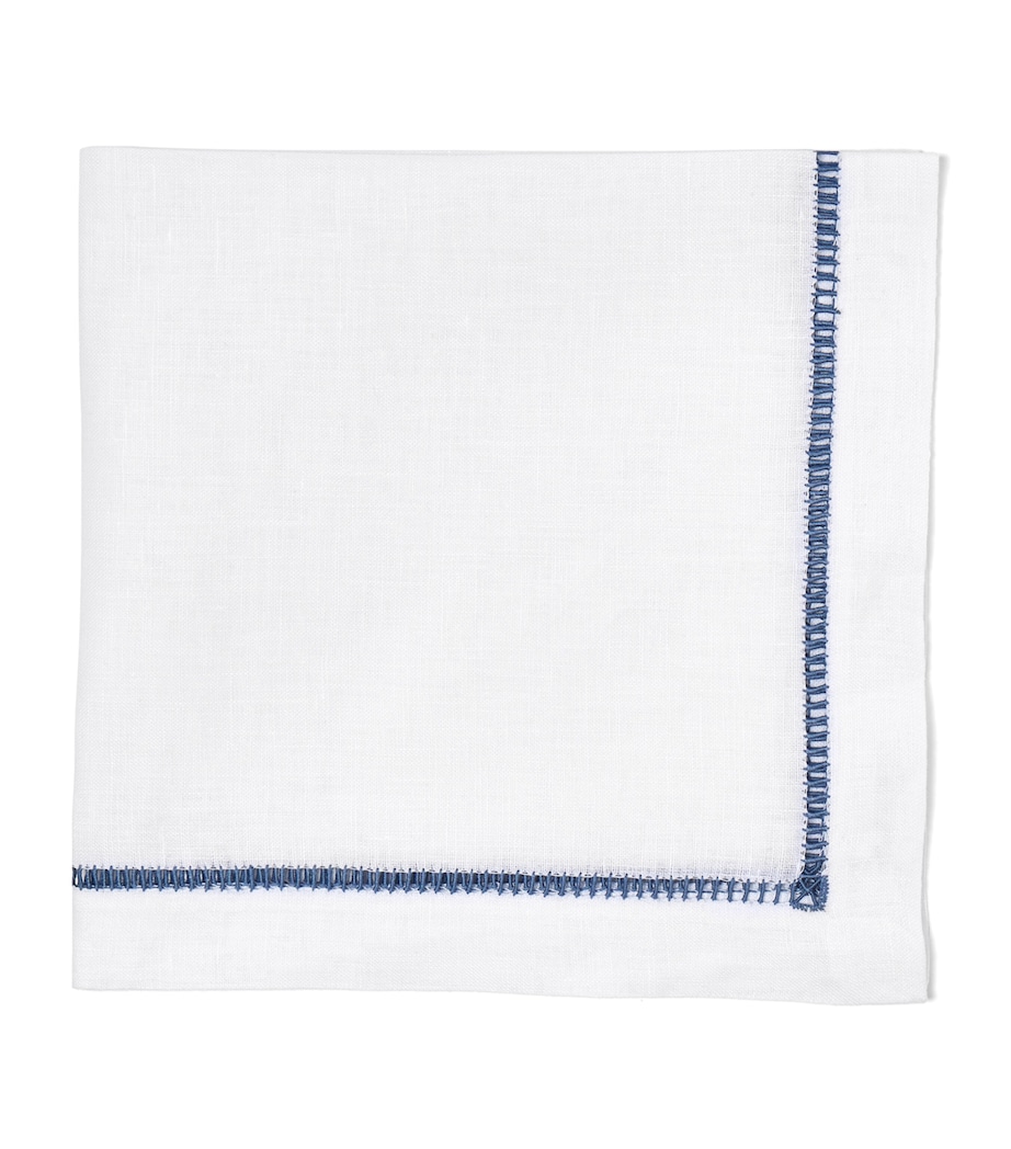 Linen Ladder Napkin (50cm x 50cm) WHITE / BLUE Image 1