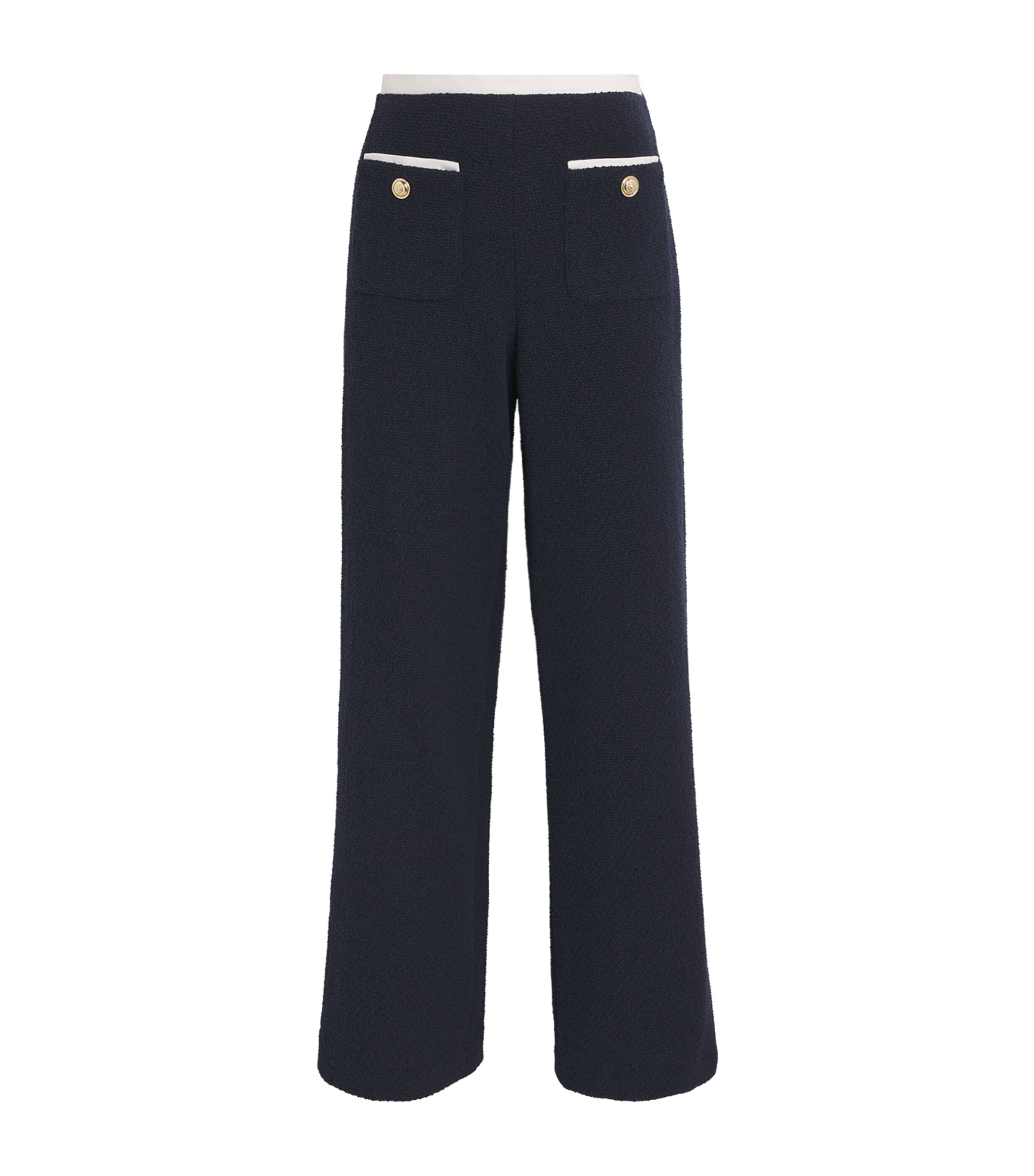 Maje Contrast-trim Elasticated Trousers In Blue