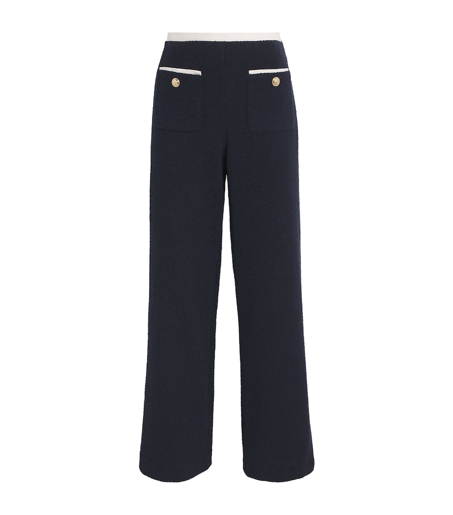 Contrast-Trim Elasticated Trousers NAVY Image 1