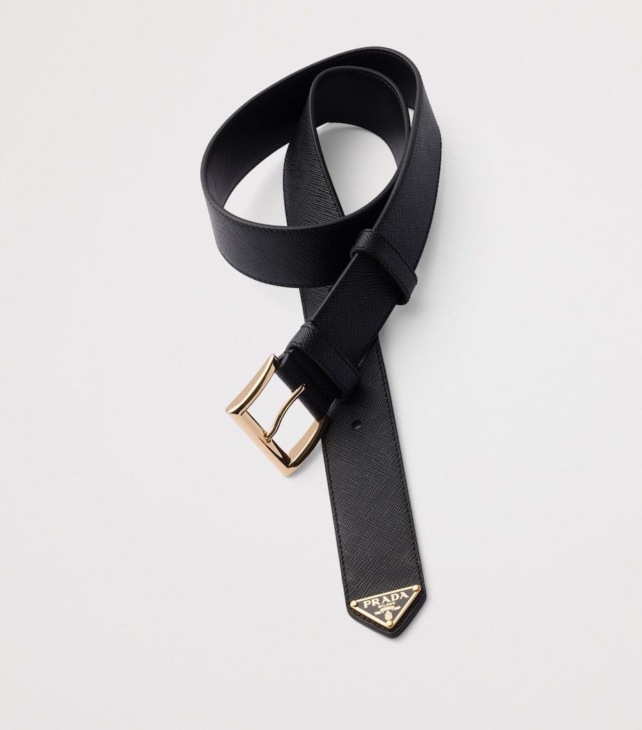 Prada Saffiano Leather Triangle Belt Black Image 2