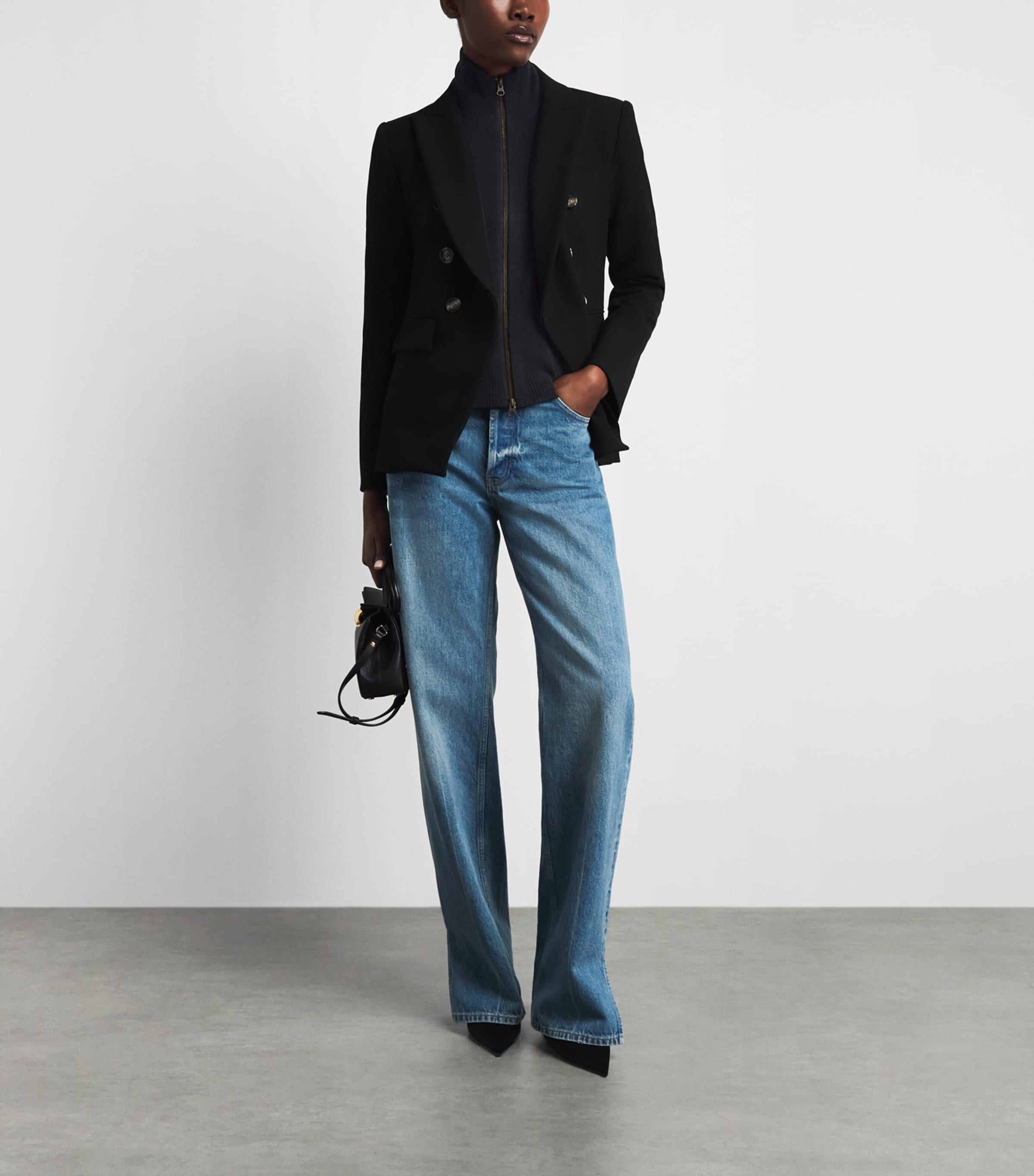 Veronica Beard Merino Wool-Cashmere Uptown Dickey Blk Image 2