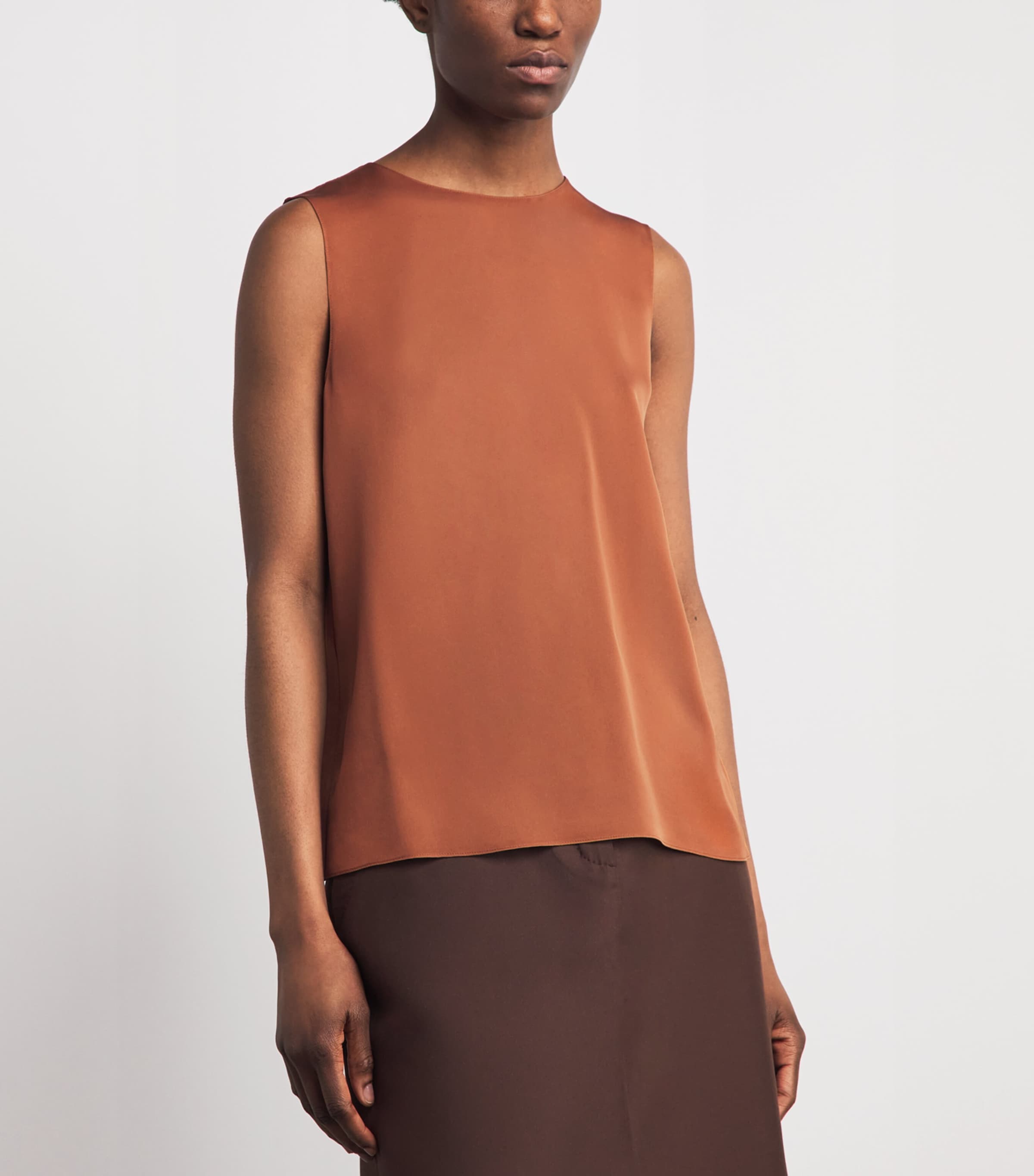 Silk Georgette Shell Blouse ZFD BRIGHT COGNAC Image 4