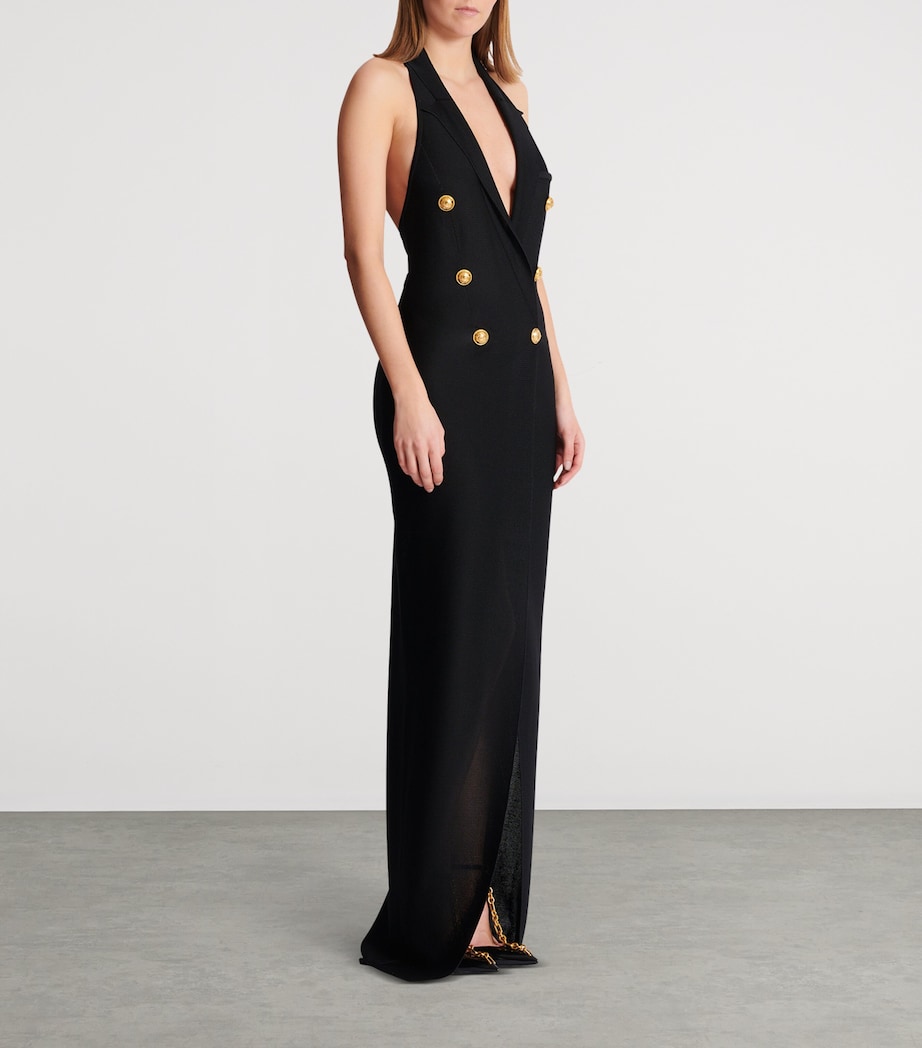 Double-Breasted Halterneck Maxi Dress 0PA NOIR Image 5