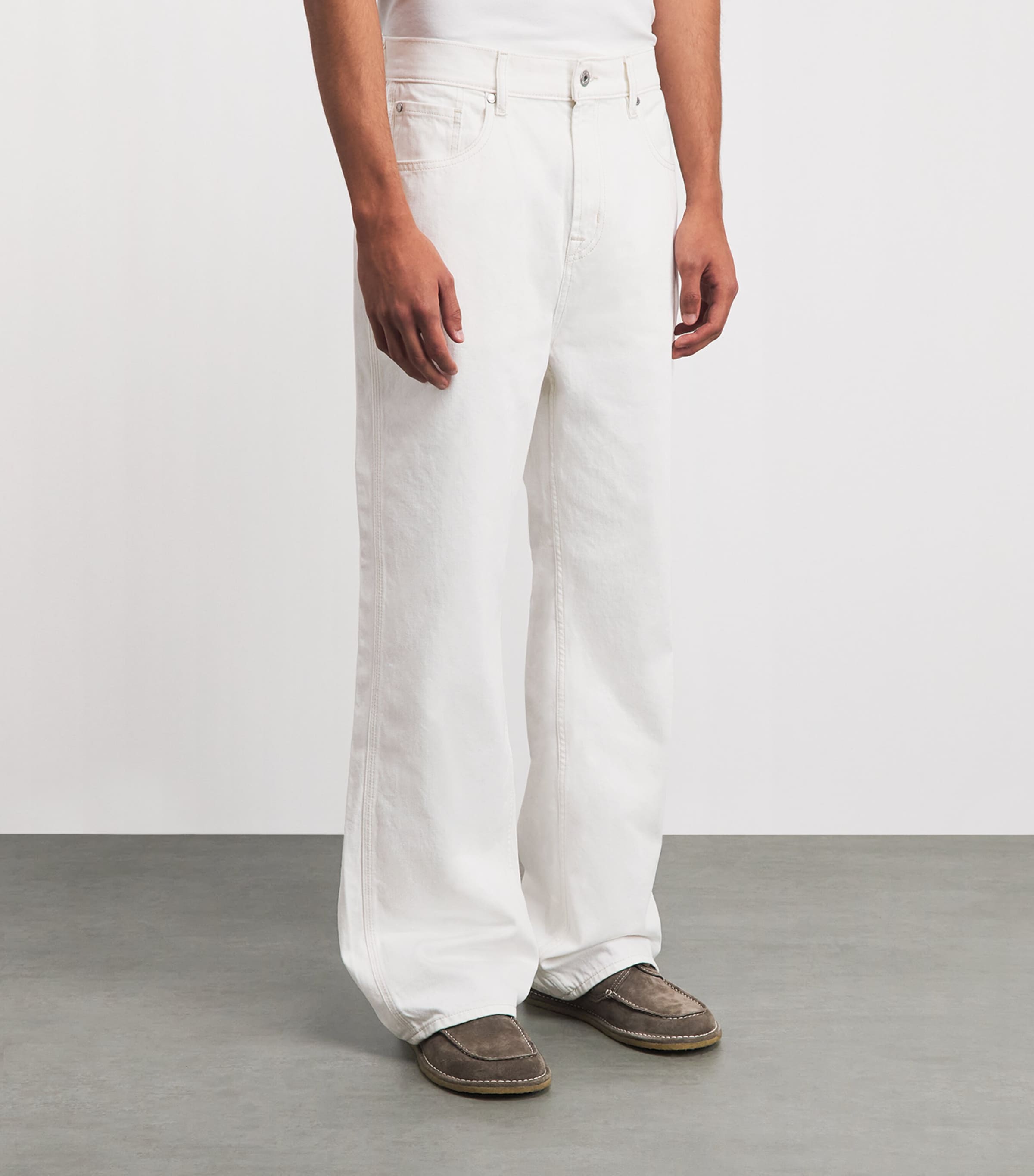 7 For All Mankind Mens Wide-Leg Jeans White Image 4