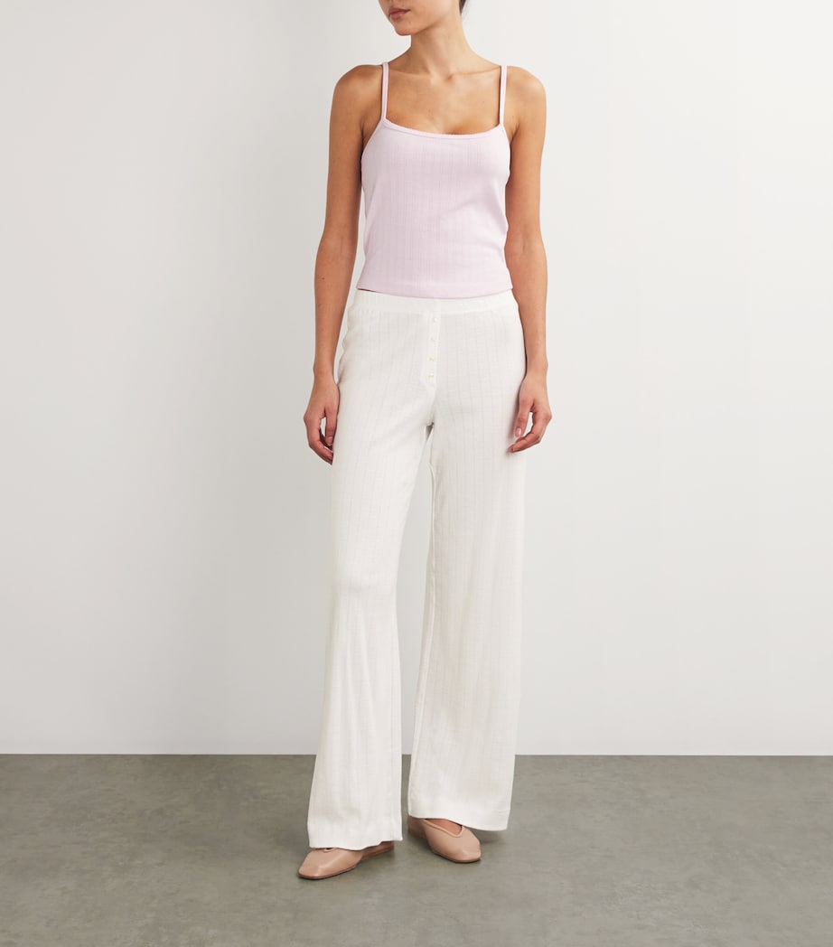 Cotton Pointelle Lounge Trousers WHITE Image 2
