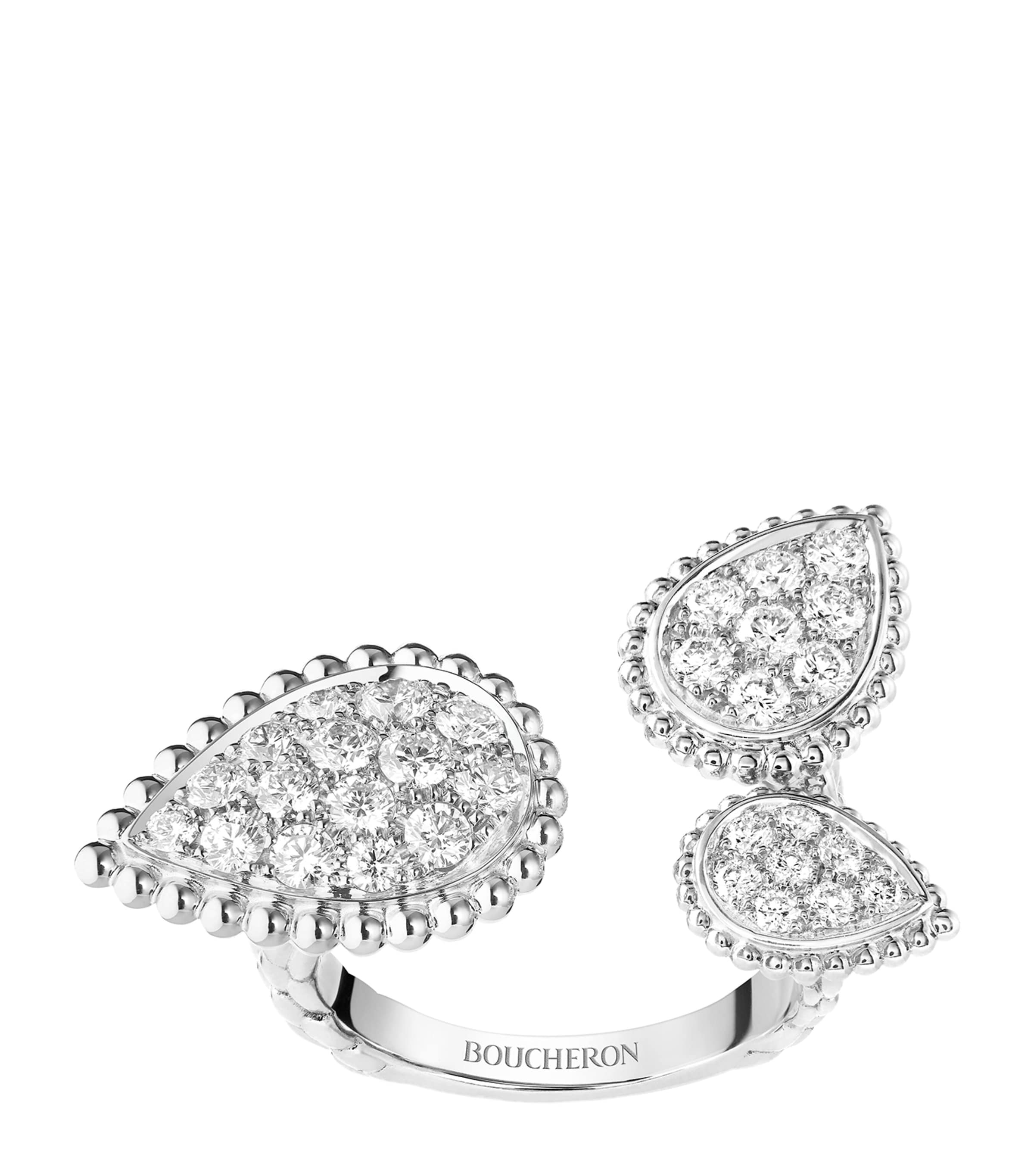 Boucheron White Gold Serpent Bohème Three Motifs Ring In White