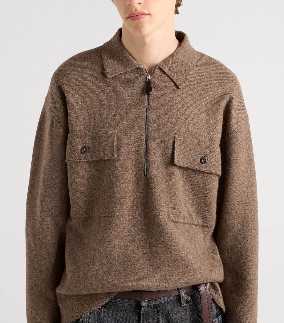 Prada Mens Cashmere Half-Zip Sweater Brown Image 4