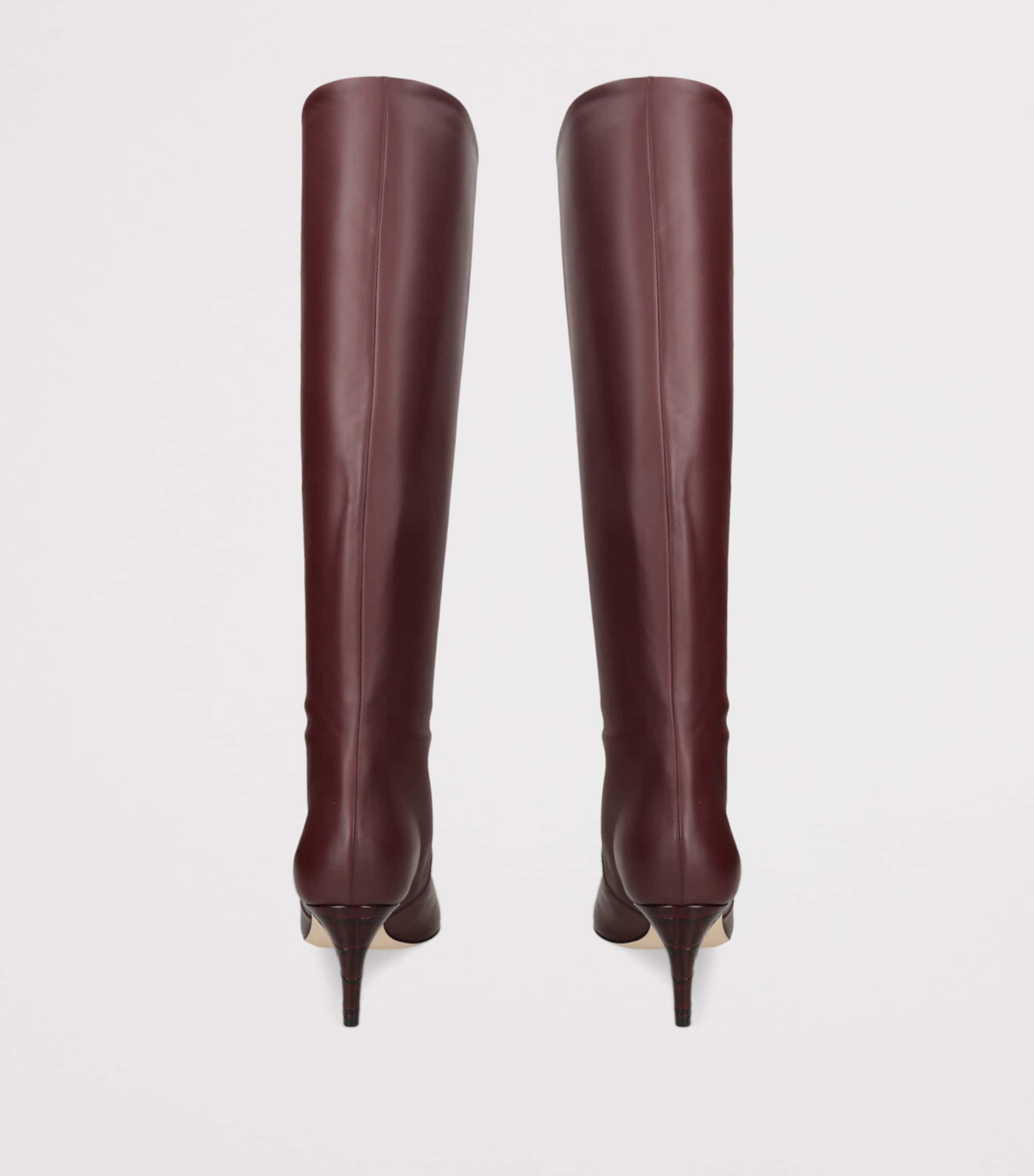 Leather Knee-High Stiletto Boots 60 WINE Image 3