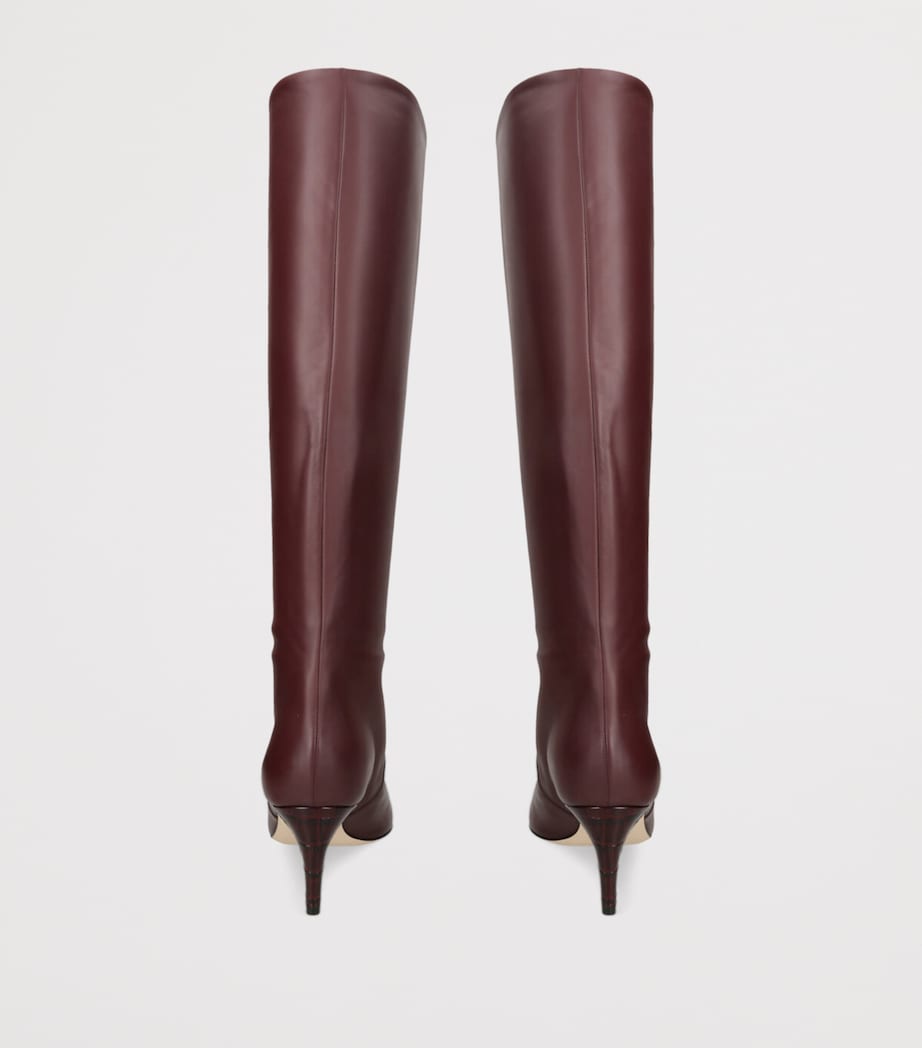 Leather Knee-High Stiletto Boots 60 WINE Image 3