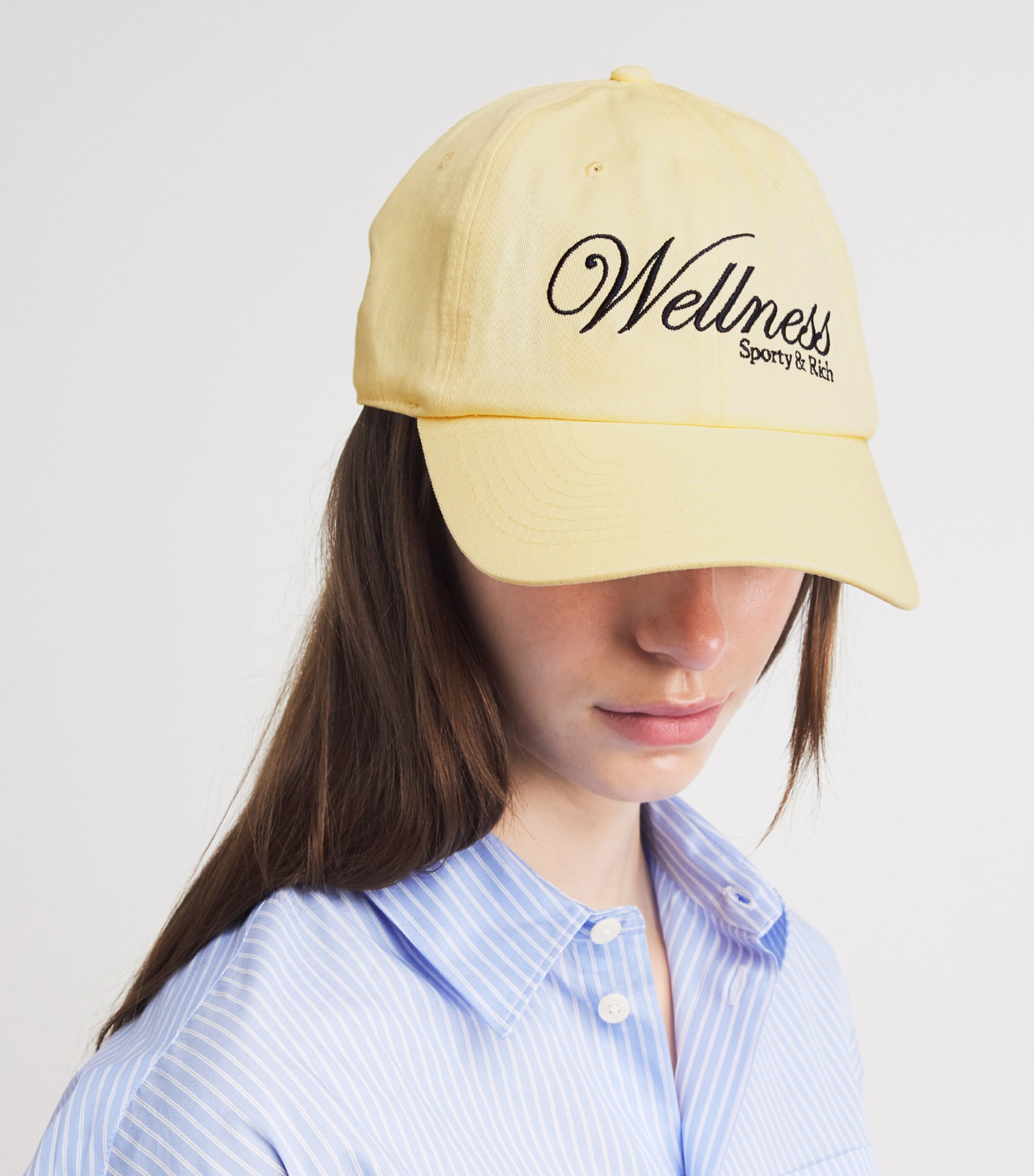 Sporty & Rich Cotton Embroidered Cap Almond Dark Navy Image 2