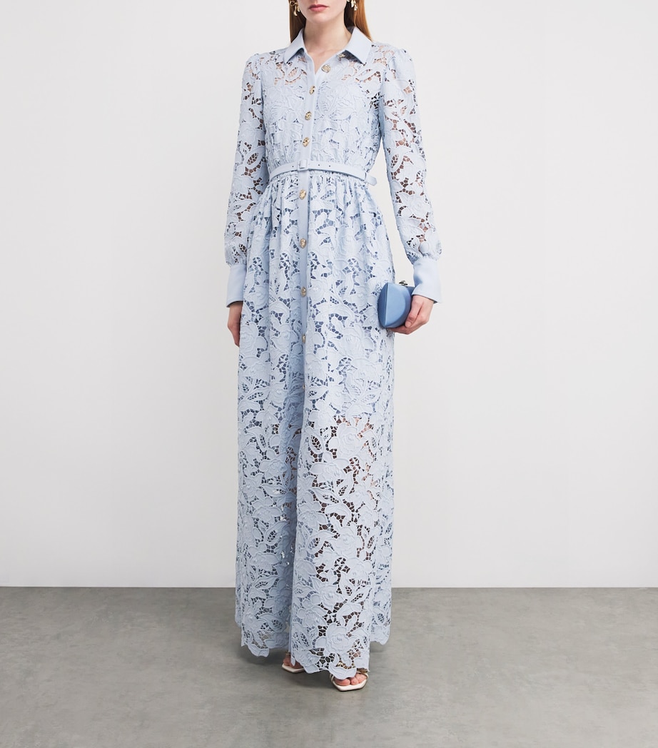 Lace Belted Maxi Dress BLUE Image 2