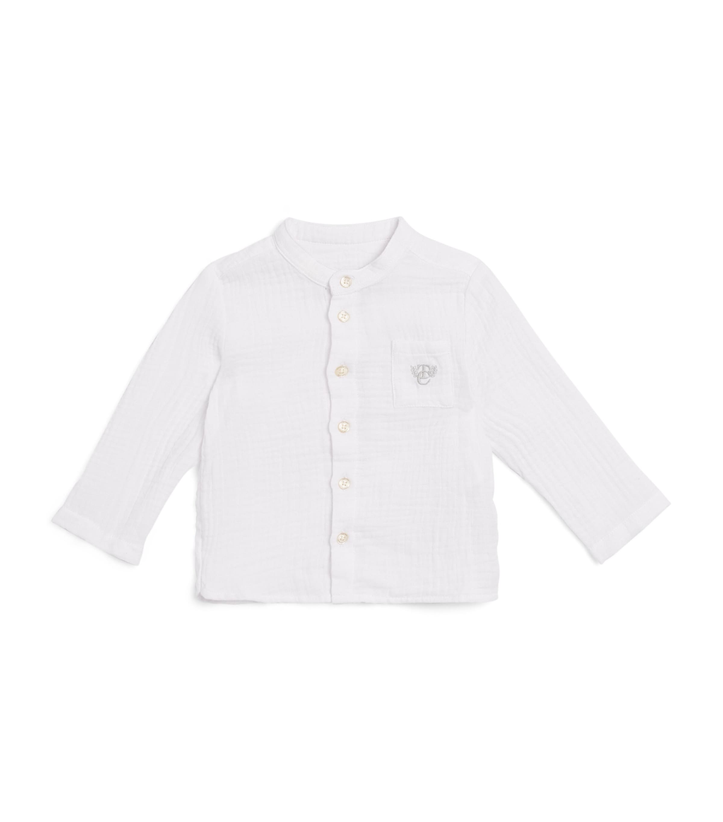 Cotton Embroidered Logo Shirt (3-36 Months) BLANC Image 1
