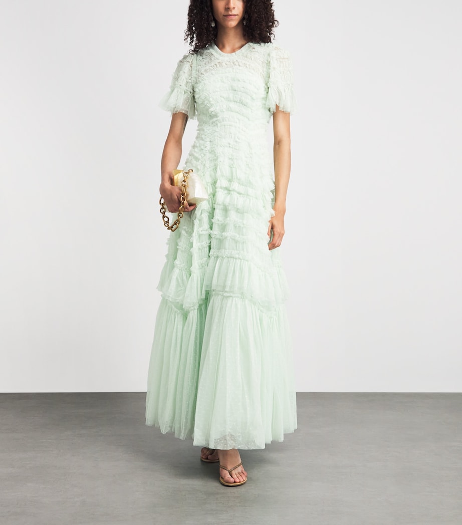 Needle & Thread Womens Tulle Ruffle Valentine Maxi Dress Soft Mint Image 2