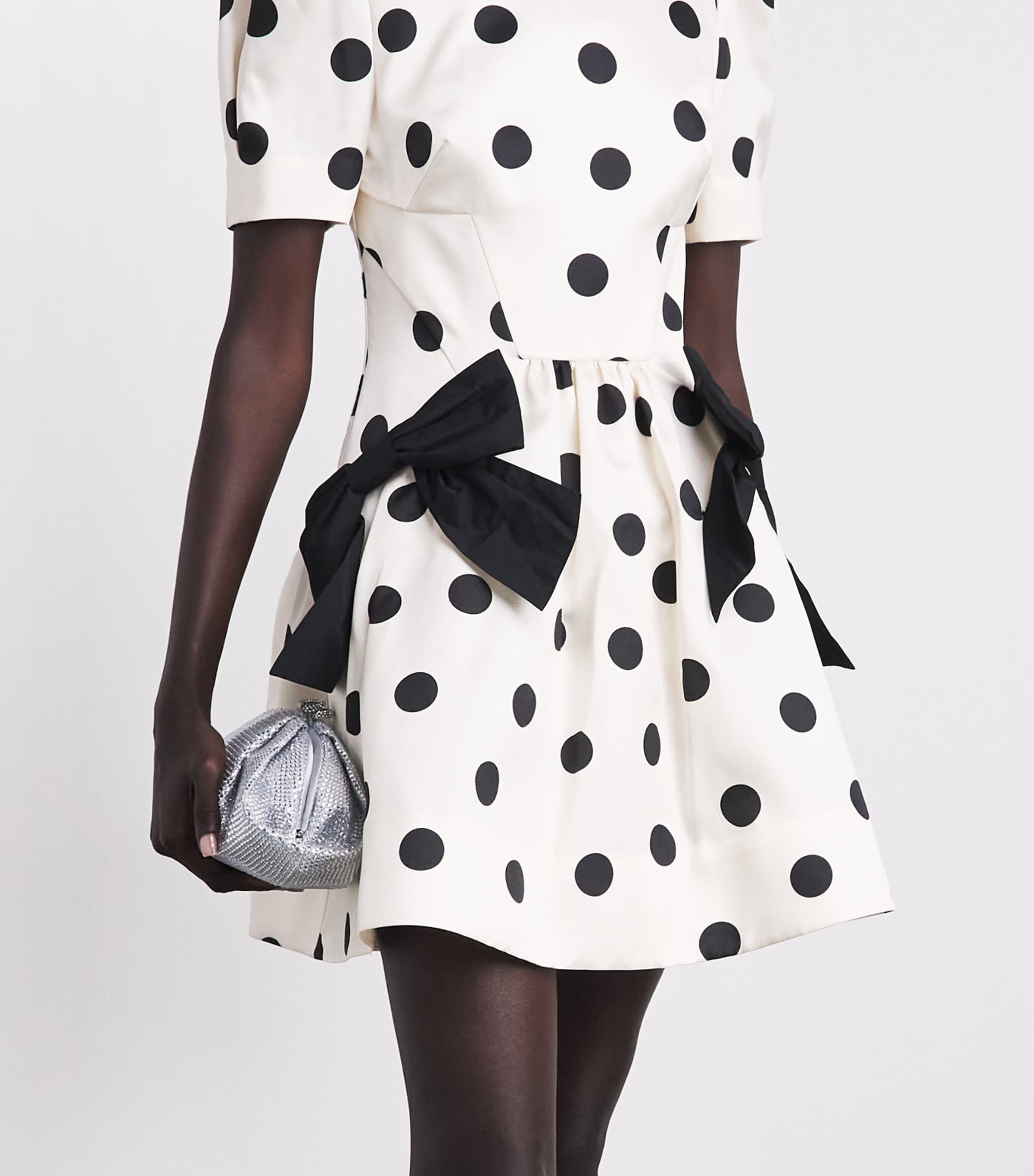 Rebecca Vallance Womens Satin Polka Dot Bacio Mini Dress Spot Cream Base Image 3