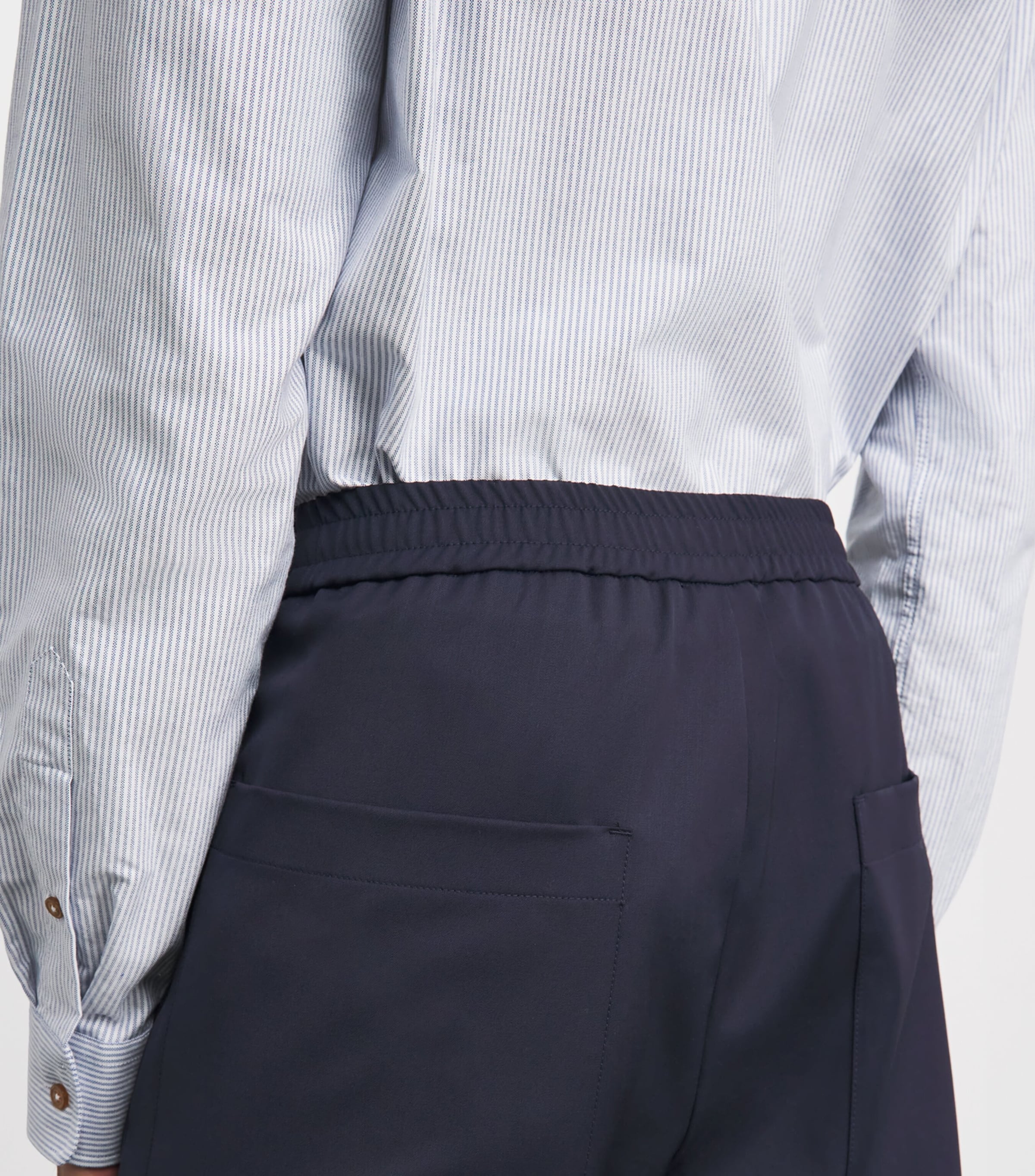 Barena Mens Wool-Blend Drawstring Straight Trousers Navy Image 3