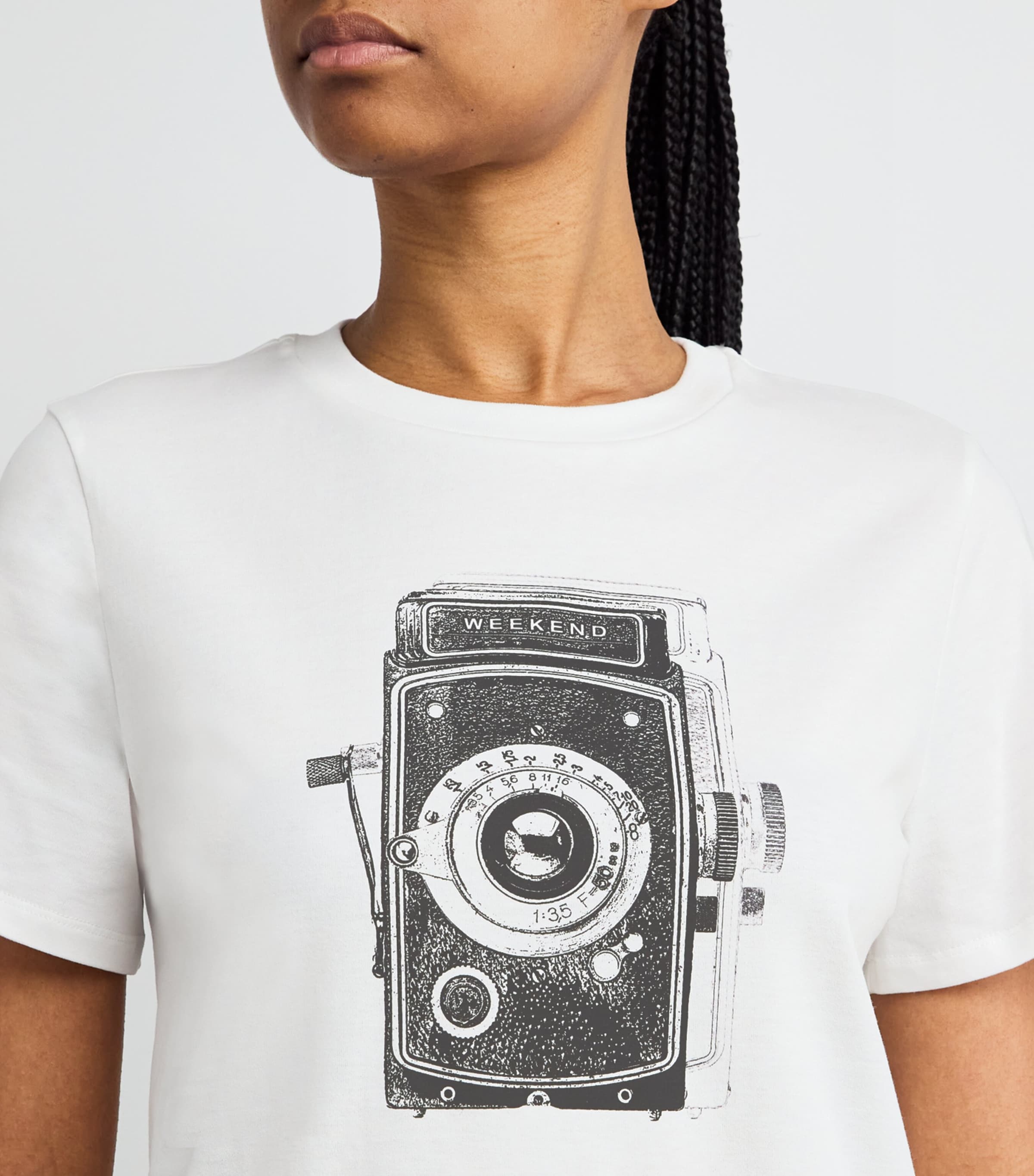 Cotton Camera Print T-Shirt WHITE Image 6