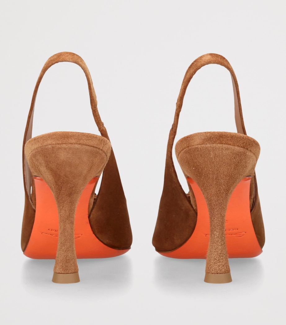 Santoni Leather Sabine Slingback Pumps 85 Mid Brown Image 4