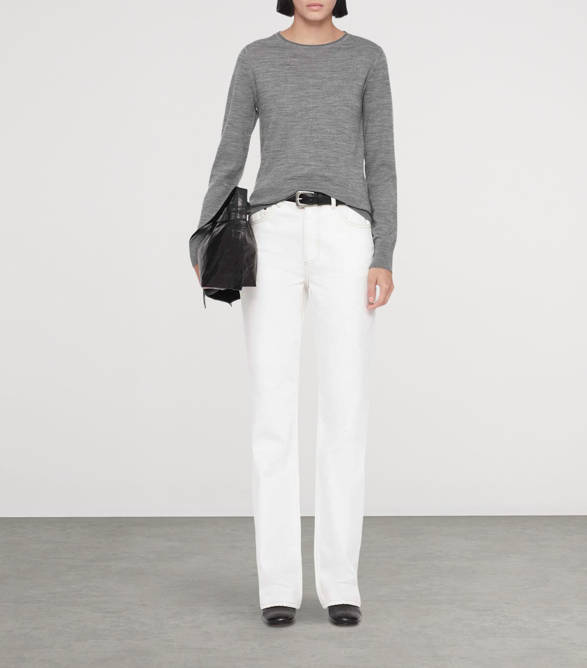 AllSaints Womens Merino Wool Coyte Sweater Grey Marl Image 2