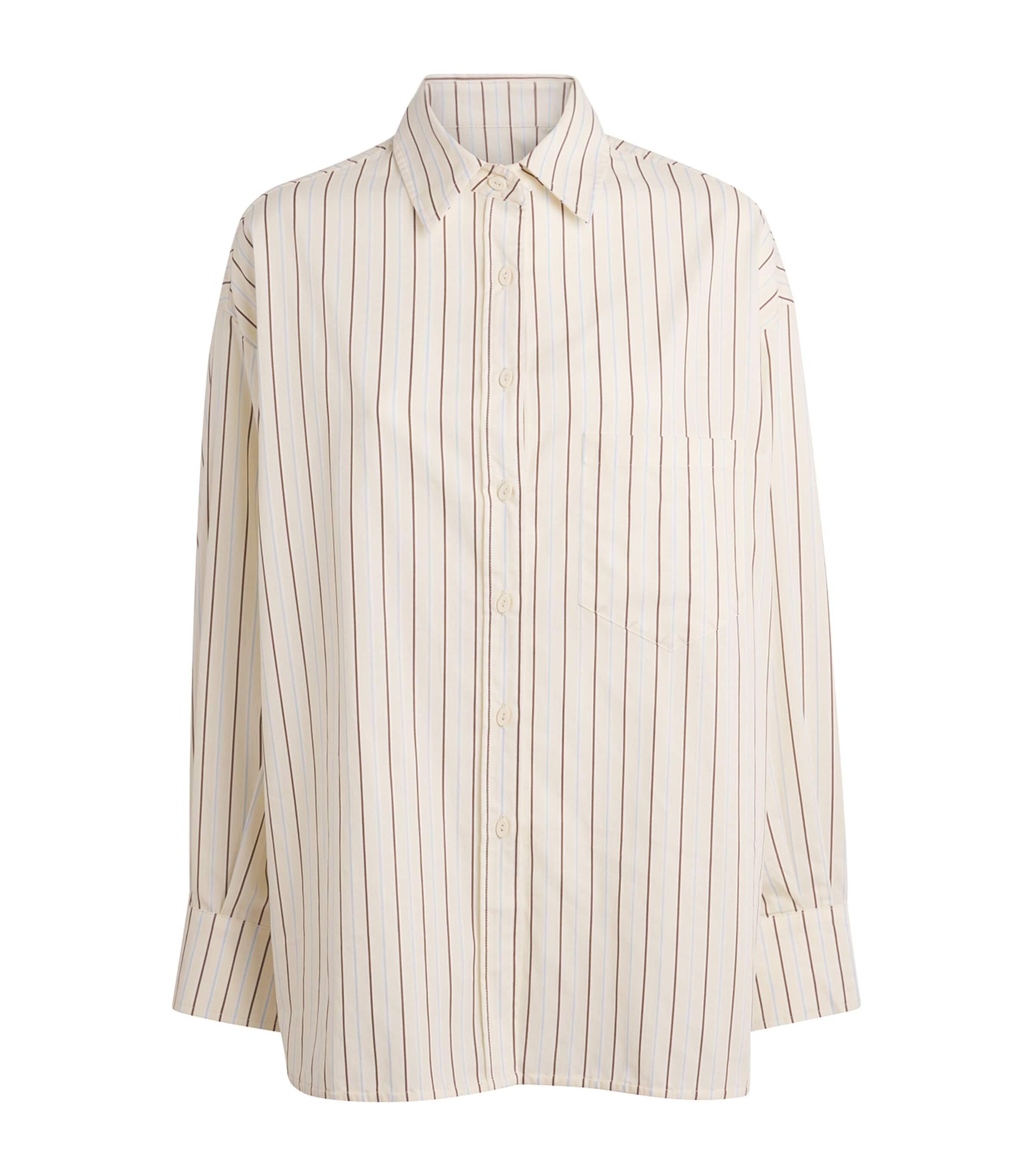Faithfull the Brand Womens Cotton Poplin Stripe Angelo Shirt Fiori Stripe Lemon Image 1