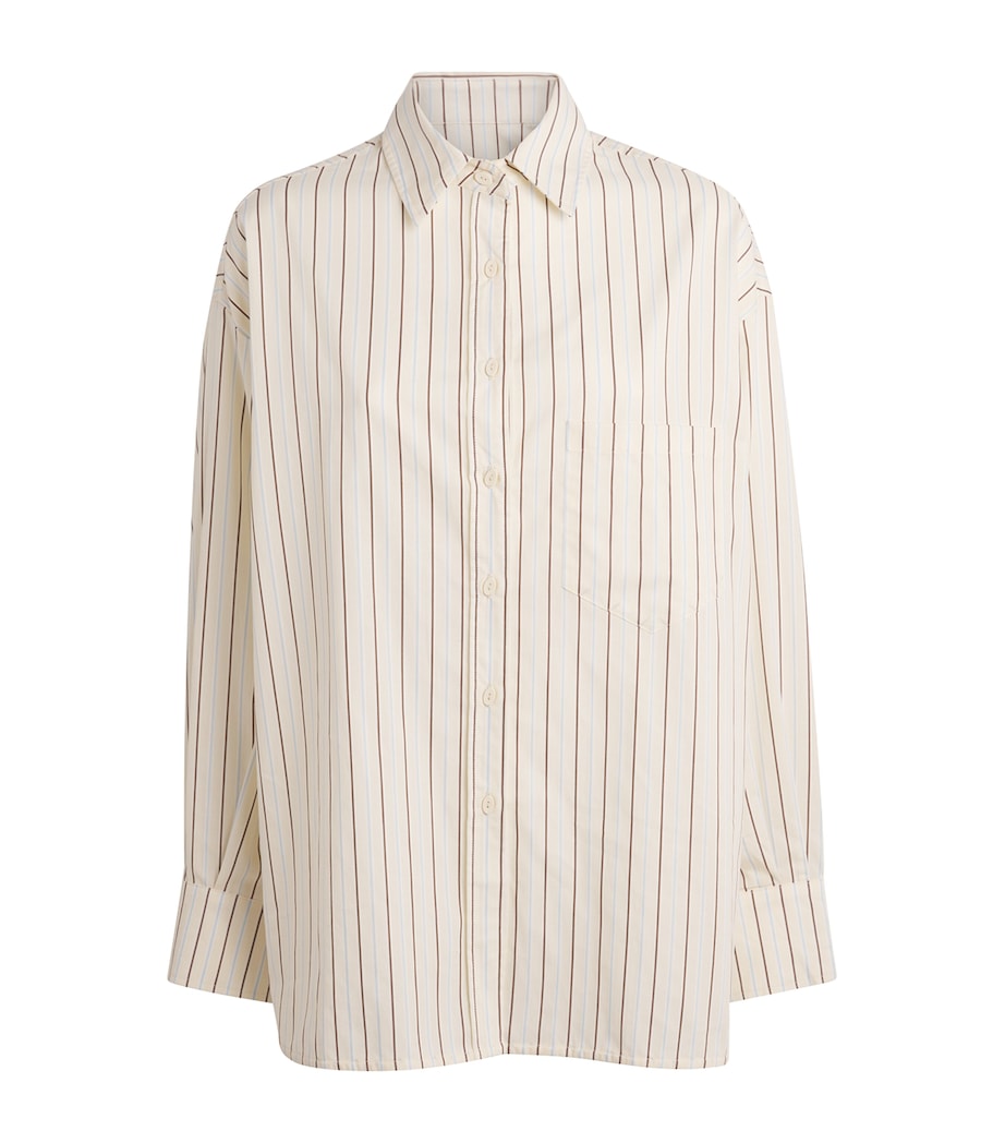 Faithfull the Brand Womens Cotton Poplin Stripe Angelo Shirt Fiori Stripe Lemon Image 1
