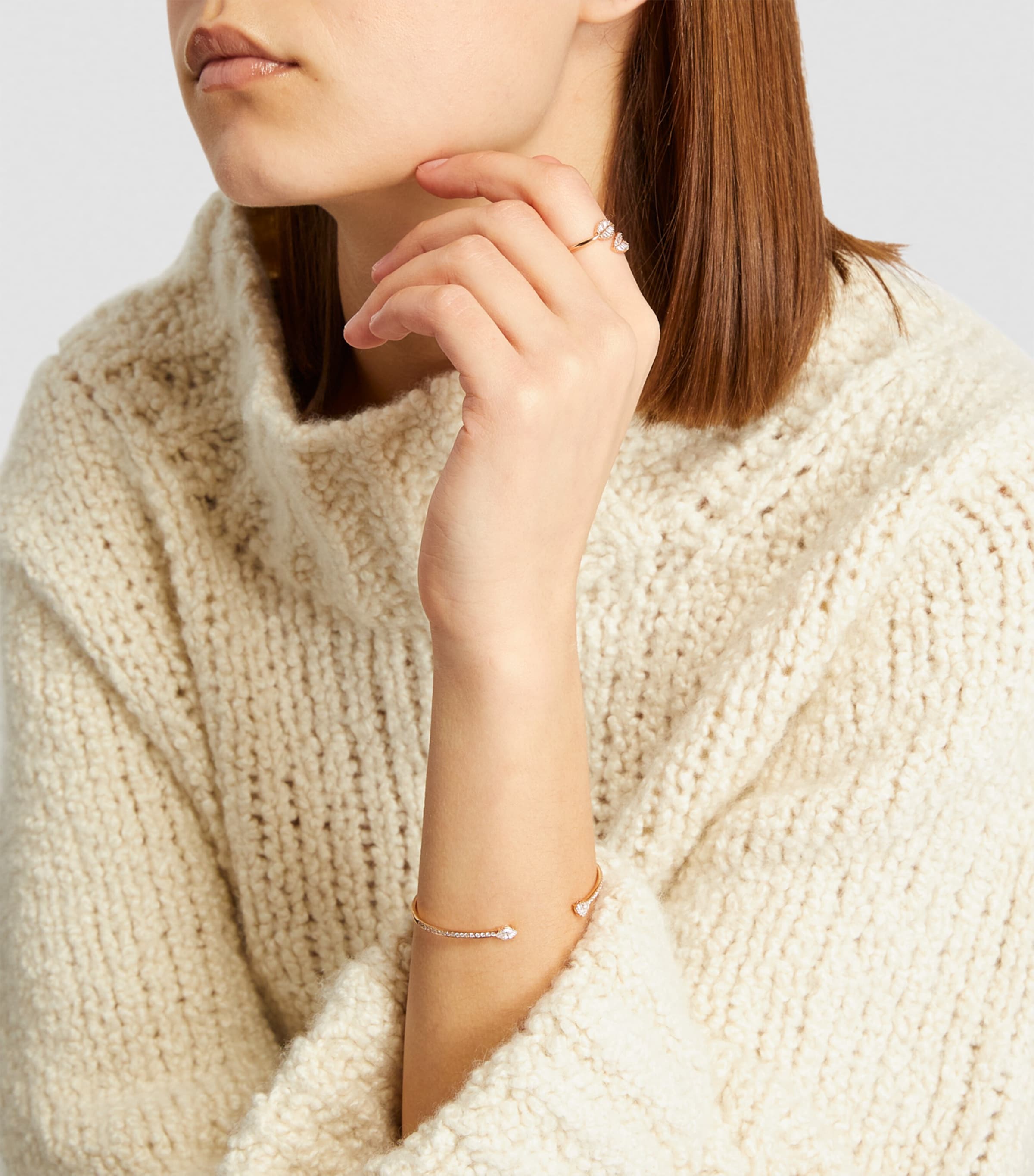 Rose Gold and Diamond Palm Leaf Ring ROSE GOLD Image 4