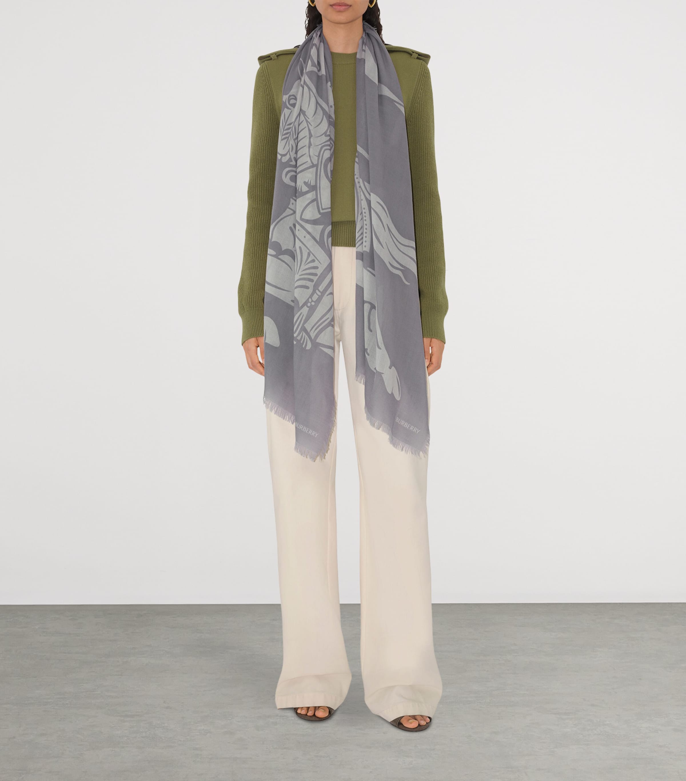 Wool Wide EKD Scarf MIST BLUE Image 3