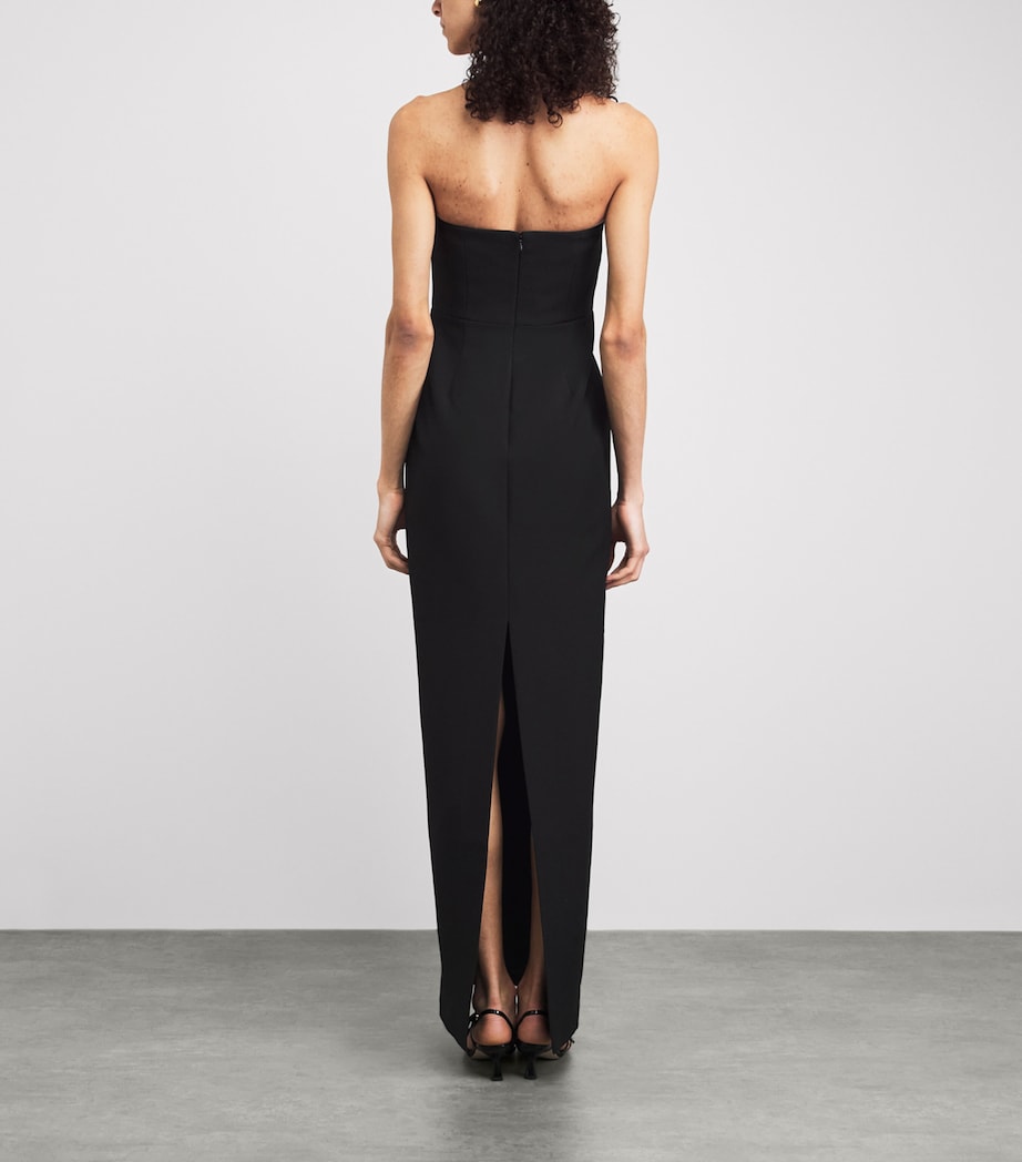 Roland Mouret Womens Brooch-Detail Maxi Dress Black Image 4