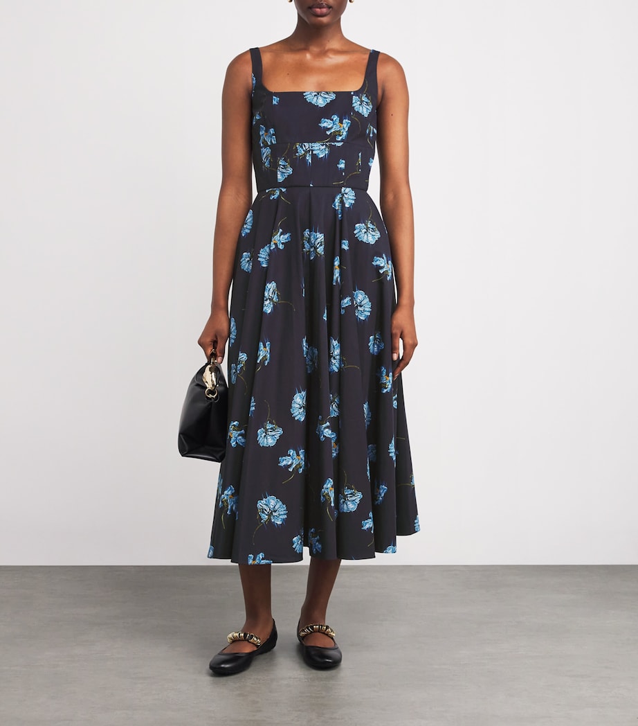 Cotton Floral Midi Dress BLUE FLOWERS NAVY Image 2