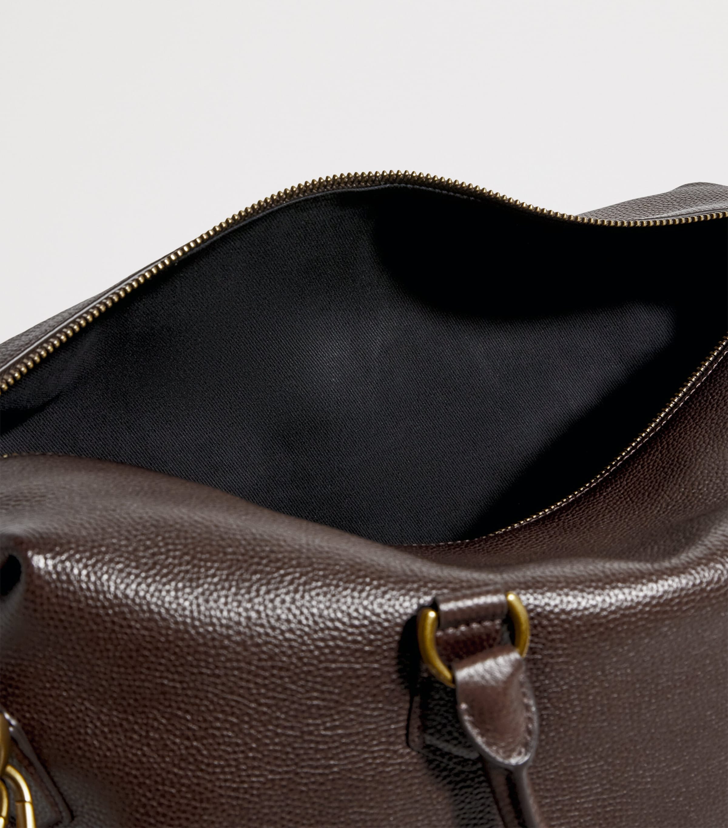 Grained Leather Duffle Bag DARK BROWN Image 4