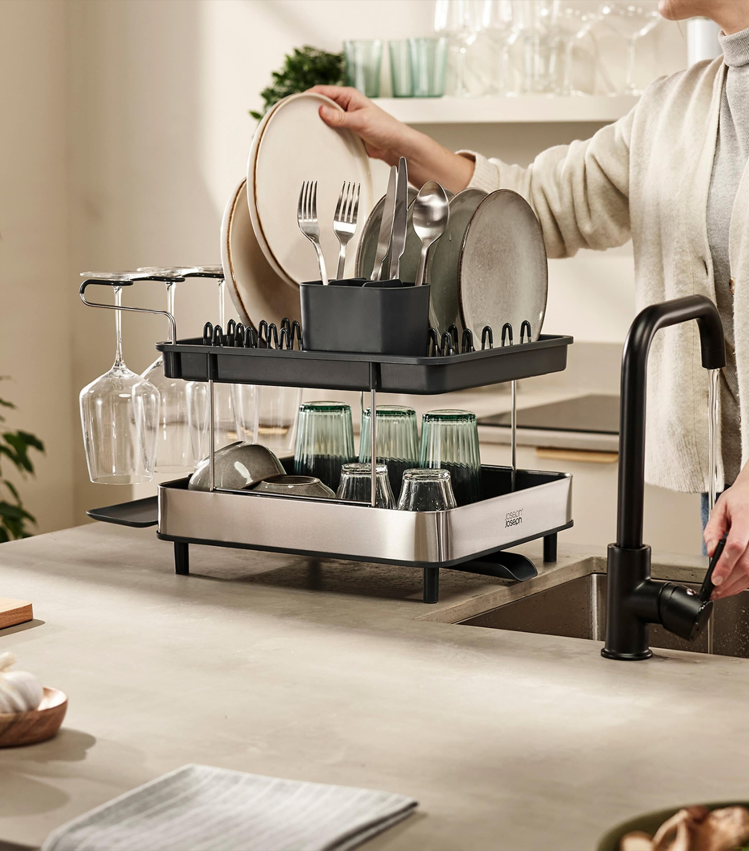 Joseph Joseph Excel 2-Tier Dish Rack | Harrods US