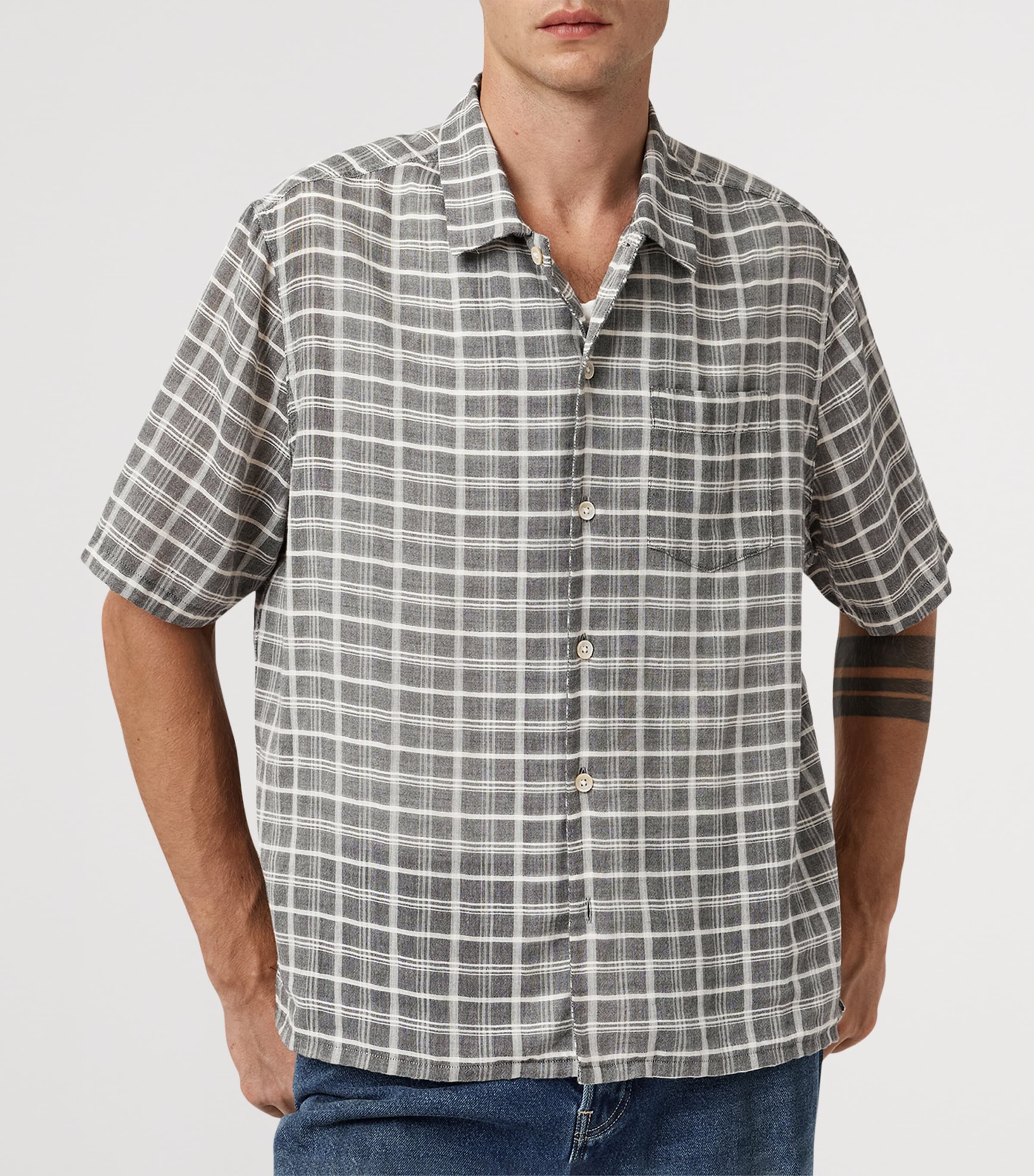 Organic Cotton Check Sandy Shirt EBONY GREY Image 6