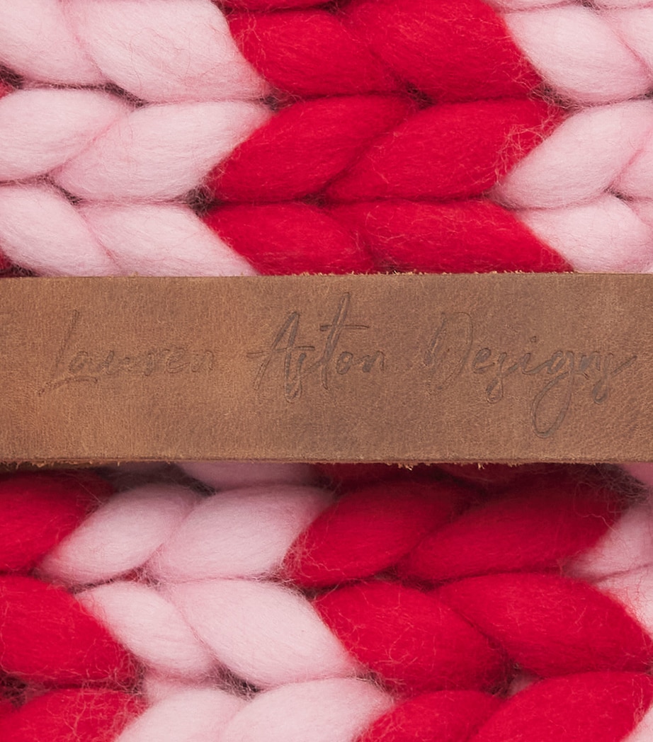 Lauren Aston Merino Wool Knitted Stocking Candyfloss & Scarlet Image 2