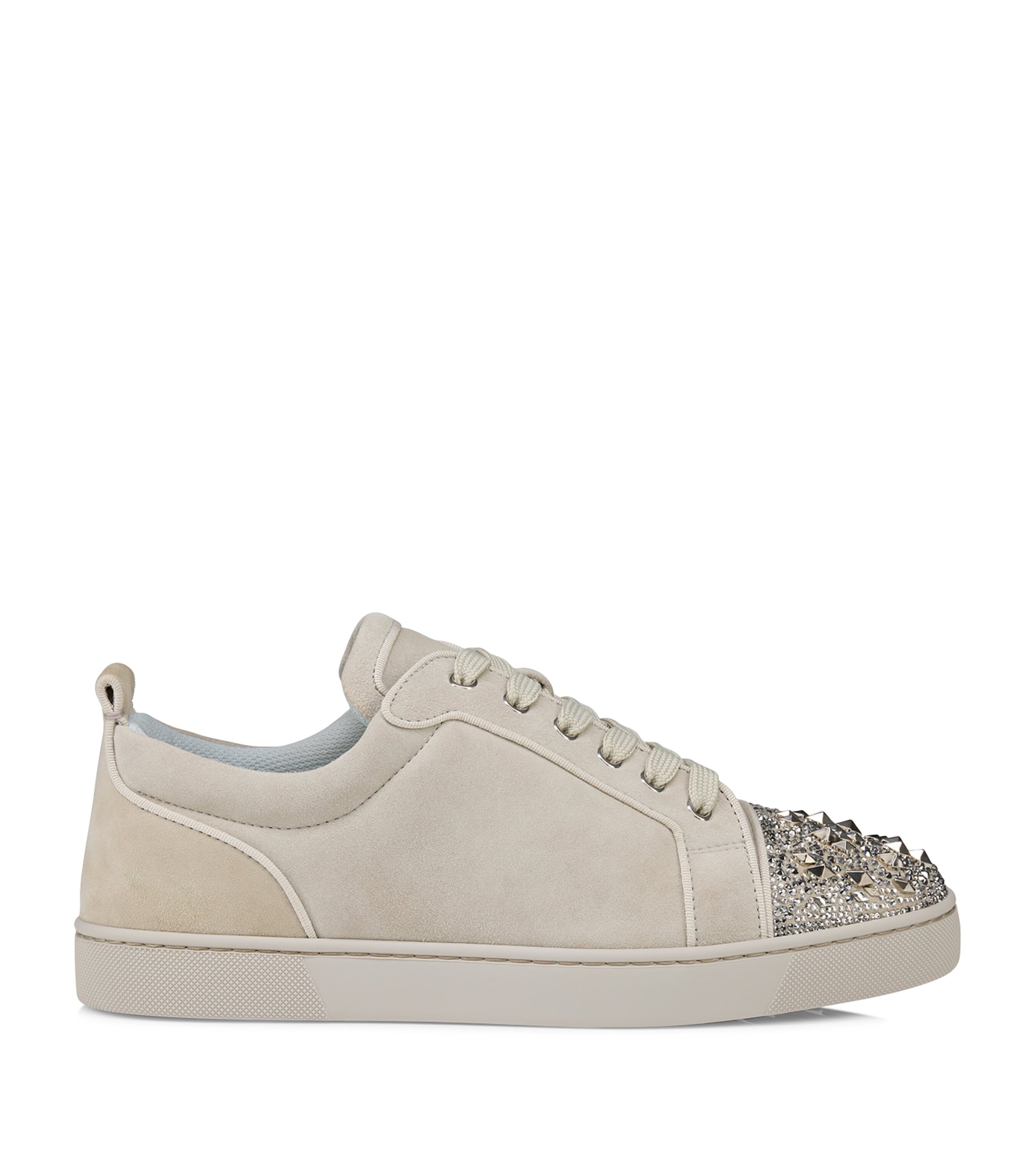 Christian Louboutin Louis Junior Strass Eternity Leather Sneakers In Beige