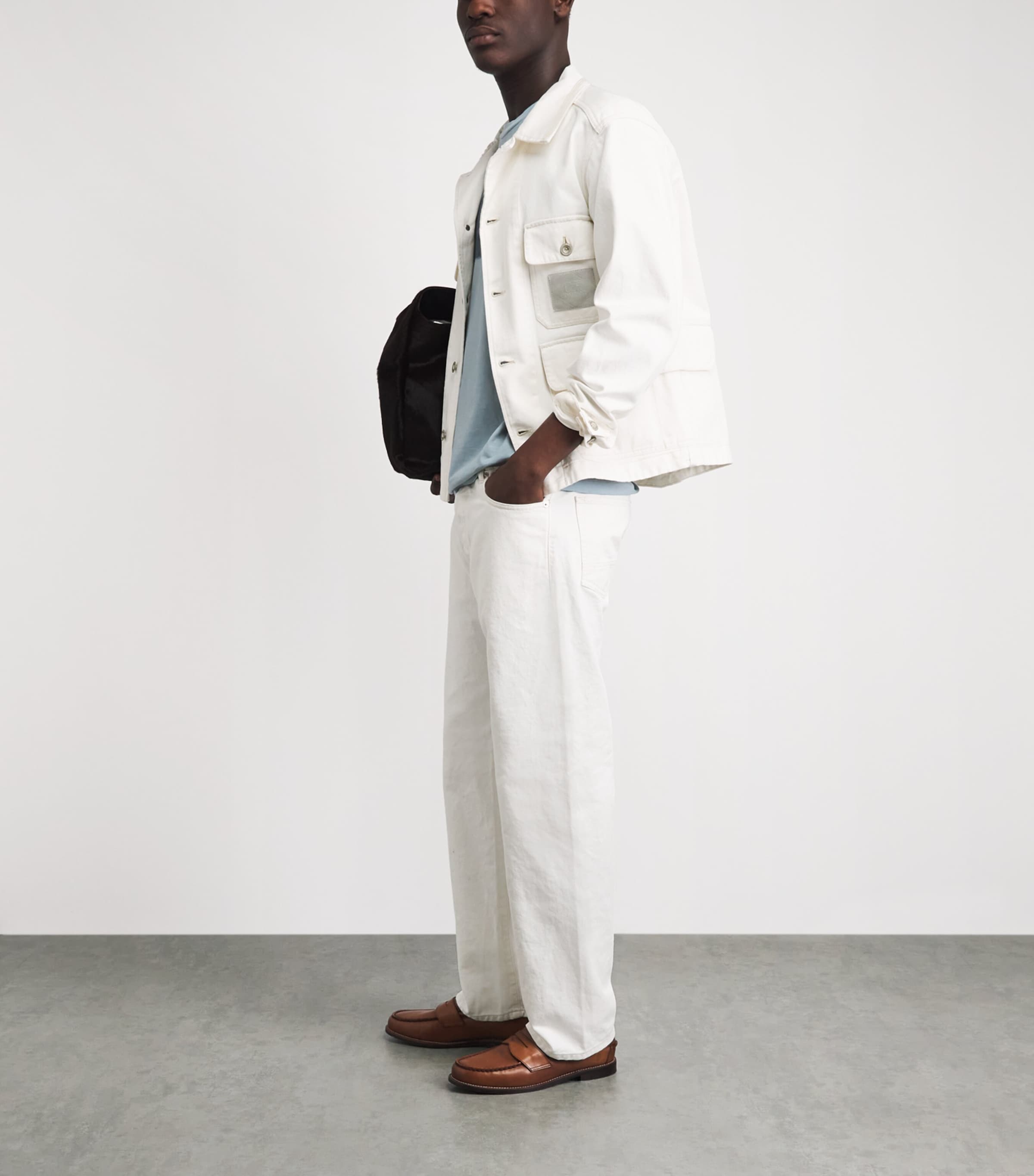 C.P. Company Mens Mid-Rise Straight Jeans Gauze White Image 2