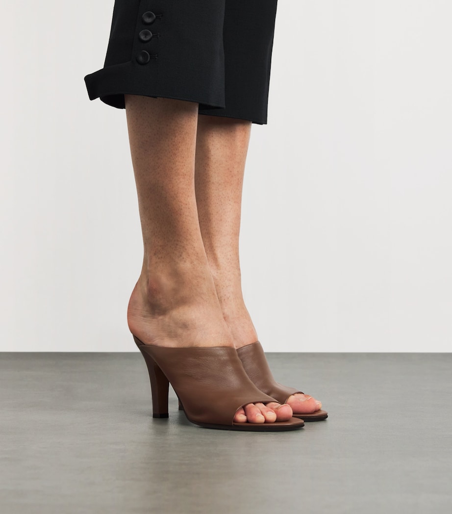 Signum Leather Heeled Mules MID BROWN Image 2