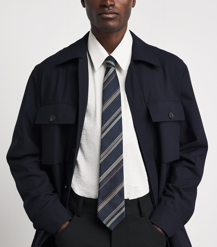 Paul Smith Signature Stripe Tie Blue Image 2