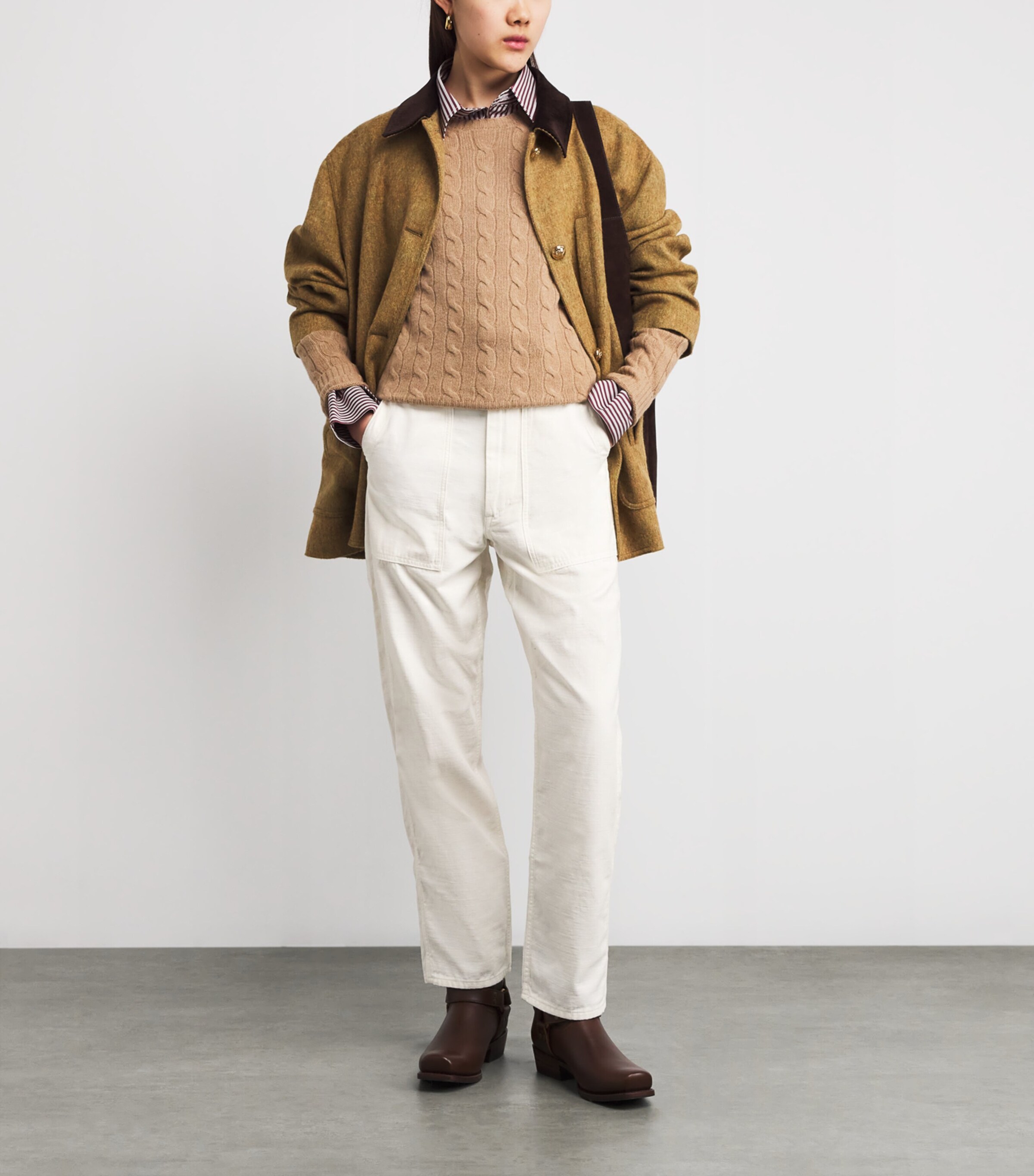 Cotton Straight Trousers ECRU Image 2