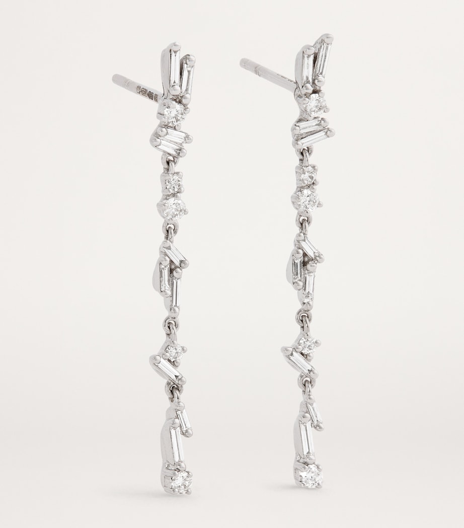White Gold and Diamond Classic Sparkler Drop Earrings 18K WG/WD Image 3