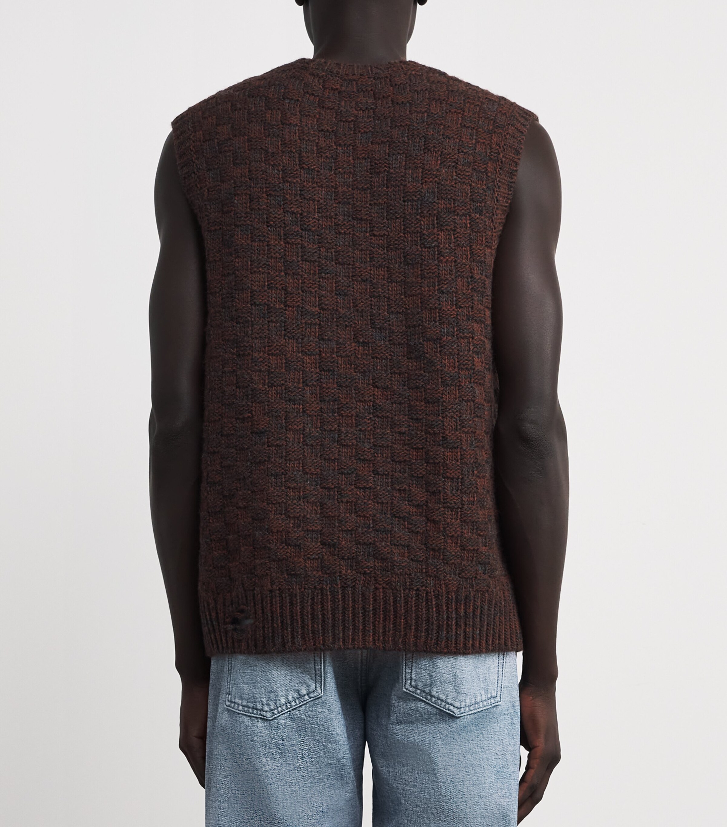 MM6 Maison Margiela Mens Virgin Wool-Blend Sweater Vest Brown Image 4