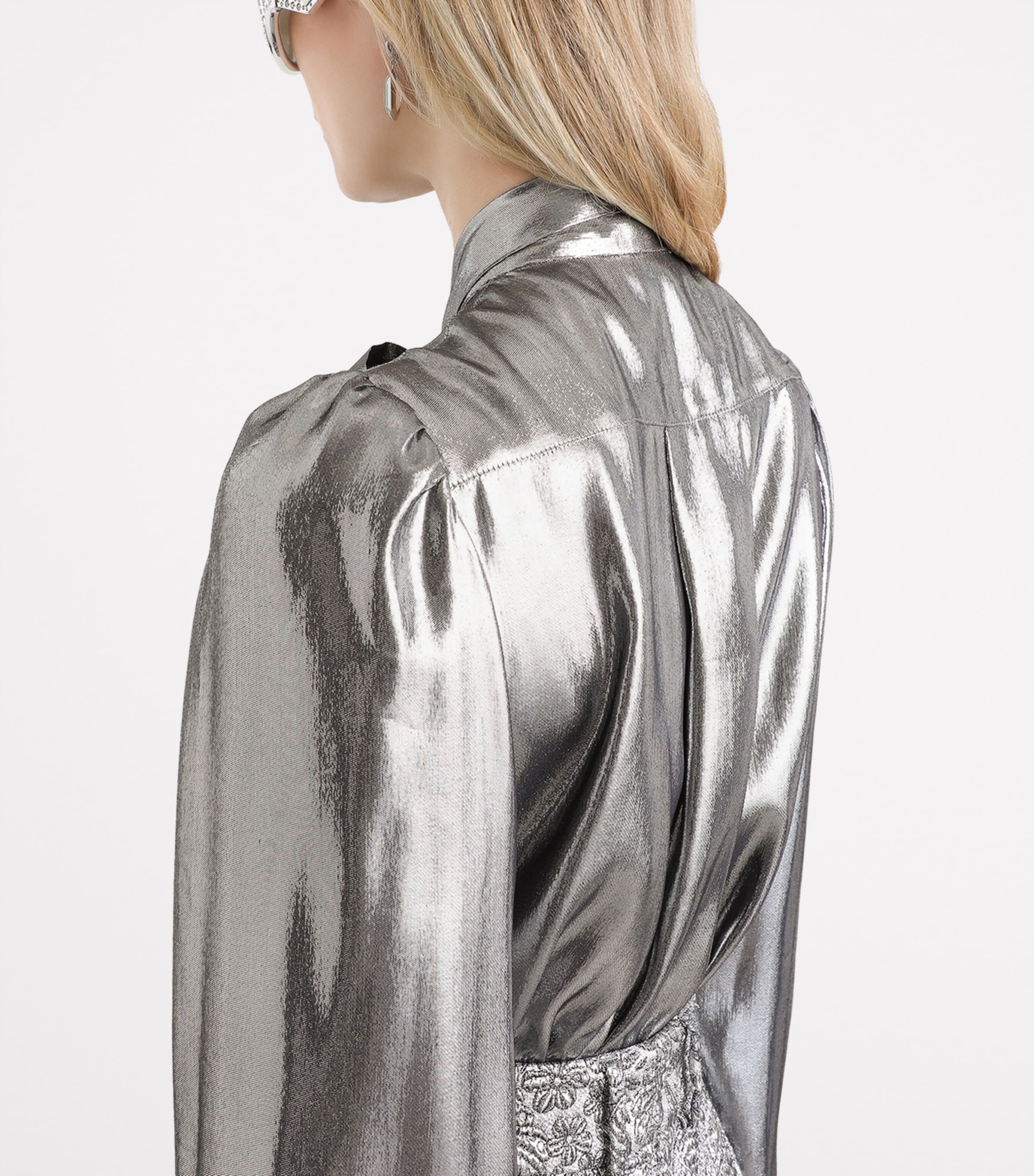 Silk-Blend Metallic Blouse S0998-SILV Image 5