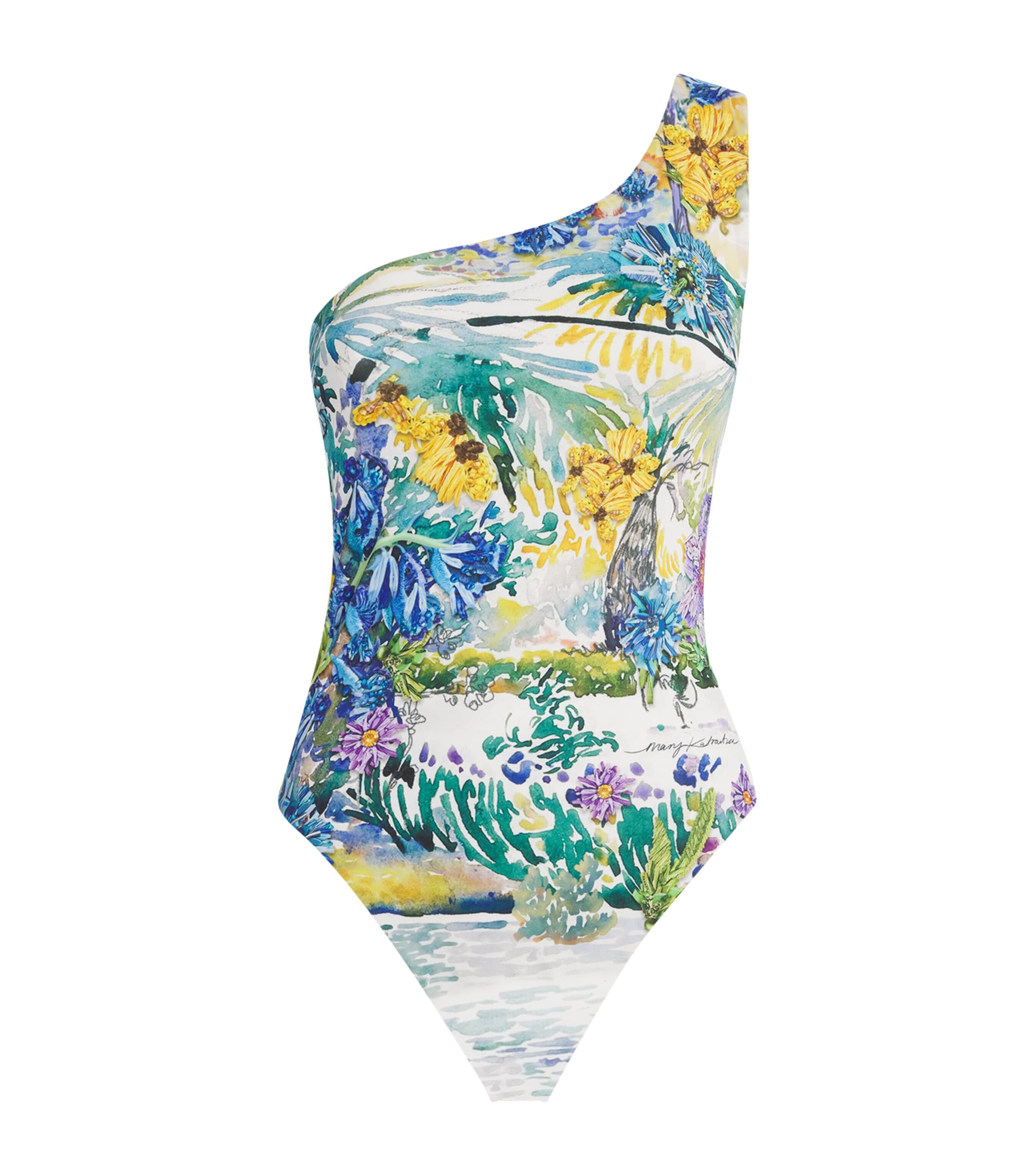 Mary Katrantzou One-shoulder Nata Swimsuit