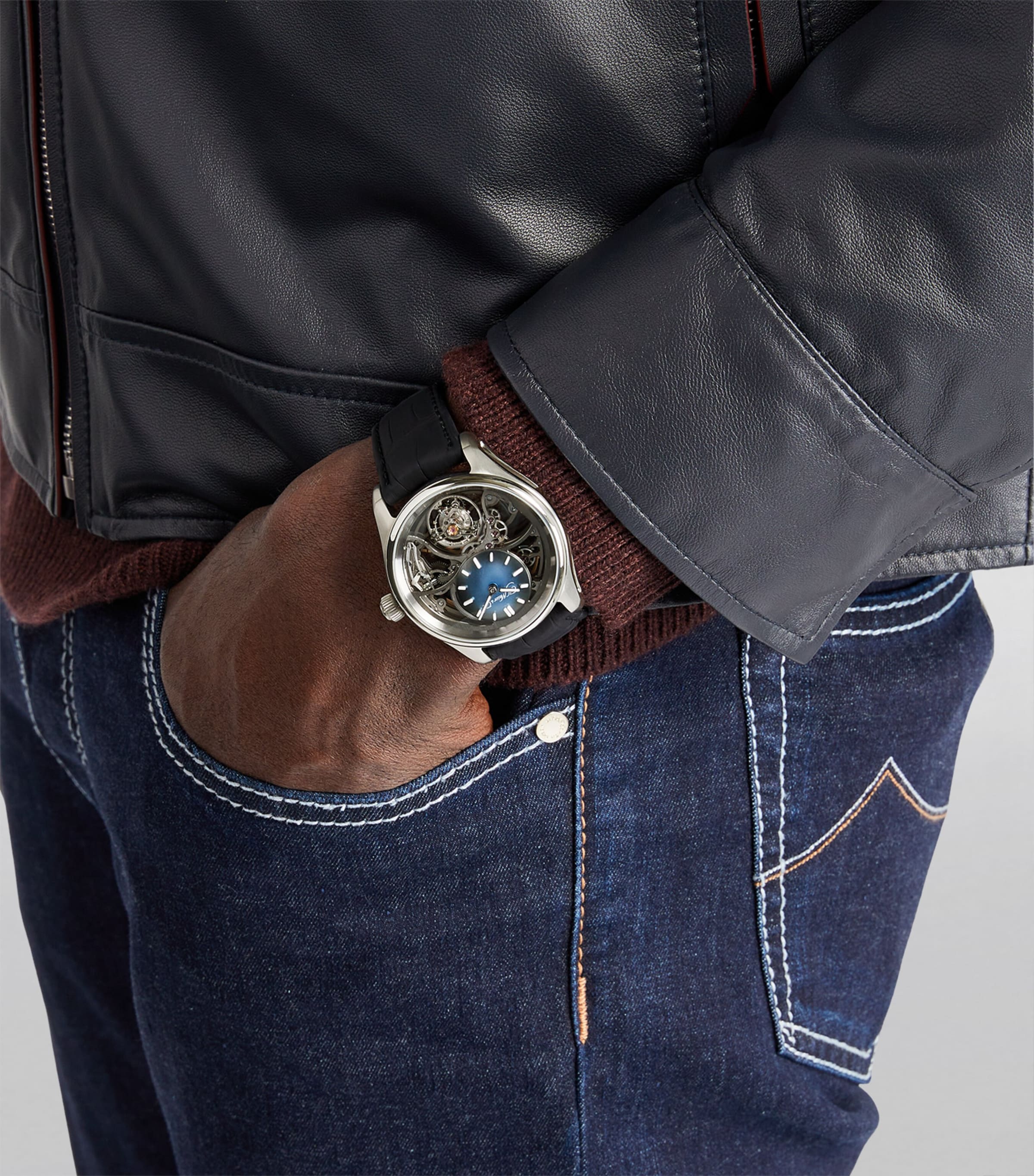 Stainless Steel Pioneer Tourbillon Skeleton Watch 42.8mm BLUE Image 4