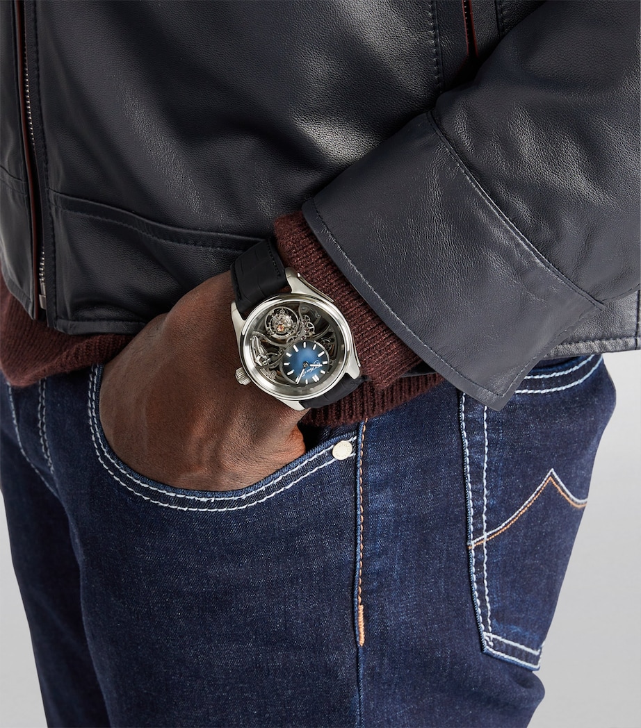 Stainless Steel Pioneer Tourbillon Skeleton Watch 42.8mm BLUE Image 4