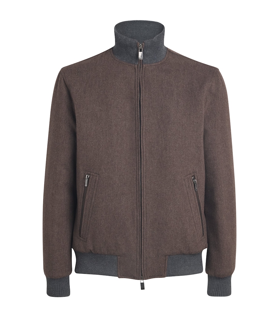 Pal Zileri Mens Wool-Blend Padded Bomber Jacket Brown Image 1