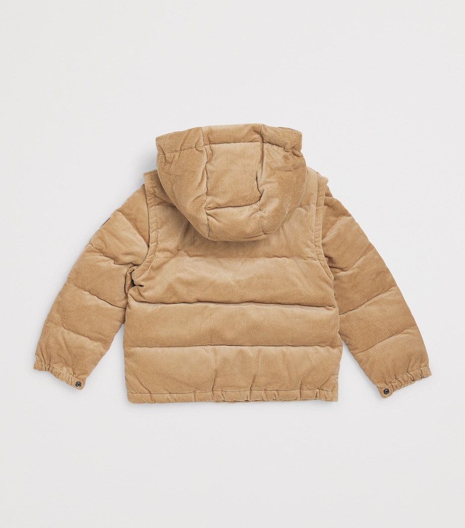 Ralph Lauren Kids Down Corduroy Quilted Puffer Jacket (6-14 Years) Khaki Image 2